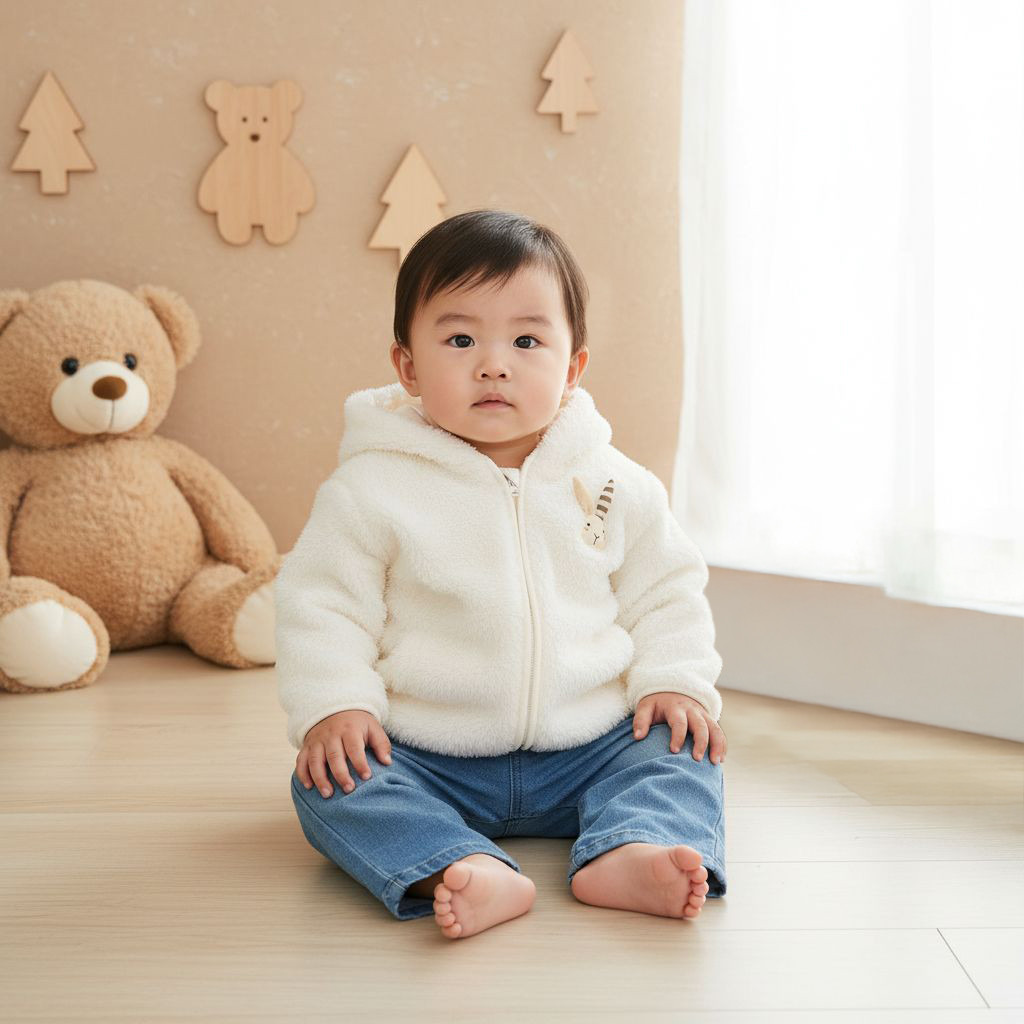 Juniors Bunny Applique Hoodie with Long Sleeves-baby-girls-clothing-winterwear-jacketsandcoats-image-6