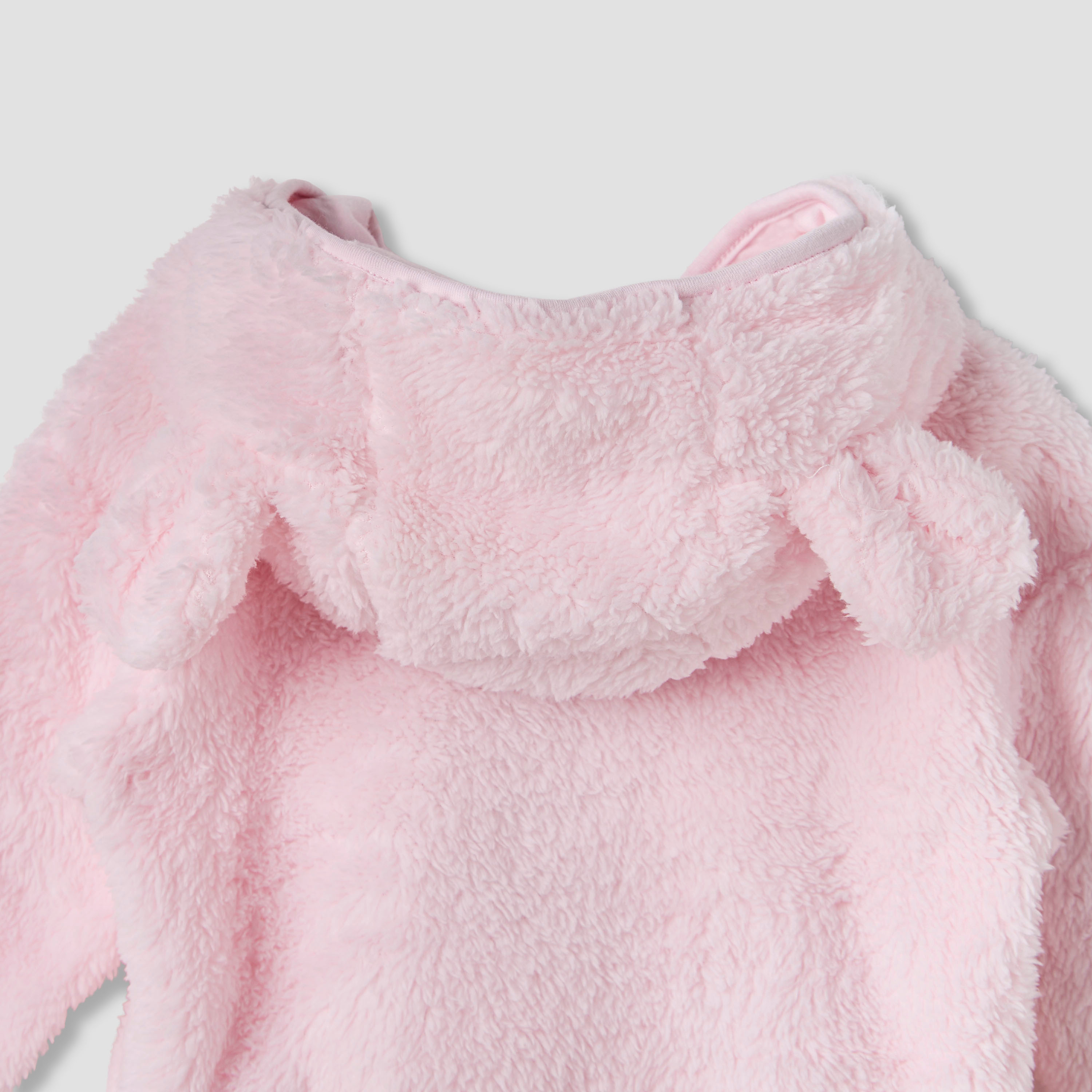 Juniors Bunny Applique Zip Through Hooded Jacket with Long Sleeves-baby-girls-clothing-winterwear-jacketsandcoats-image-5