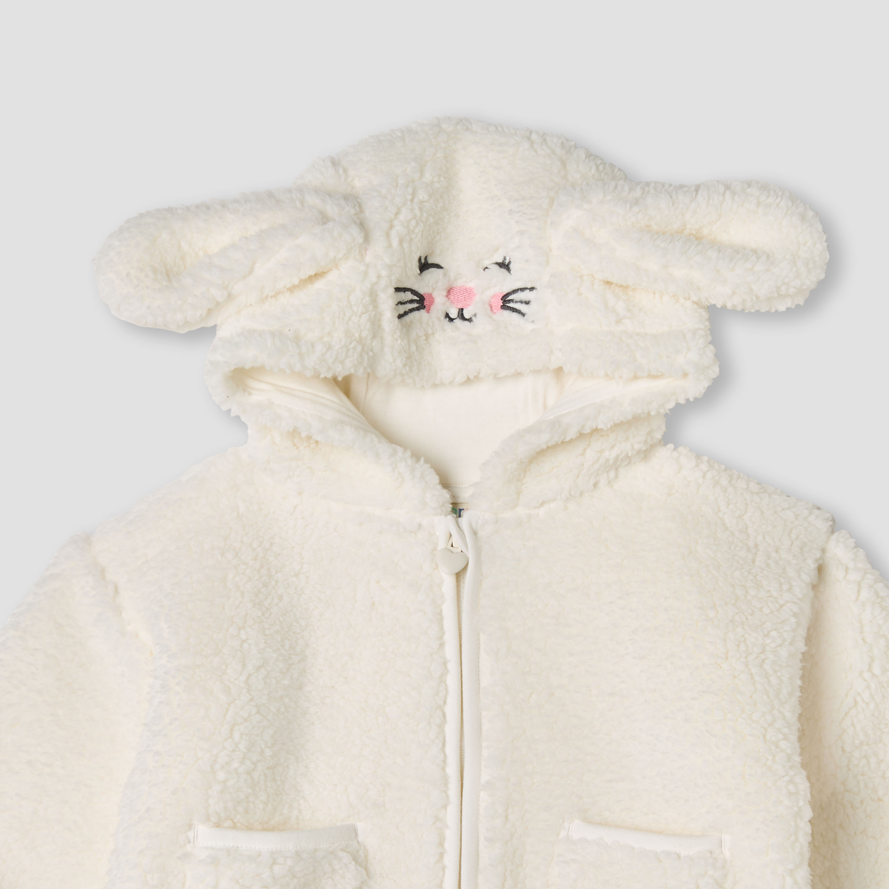 Juniors Bunny Embroidered Hooded Jacket with Zip Closure-baby-girls-clothing-winterwear-jacketsandcoats-image-3