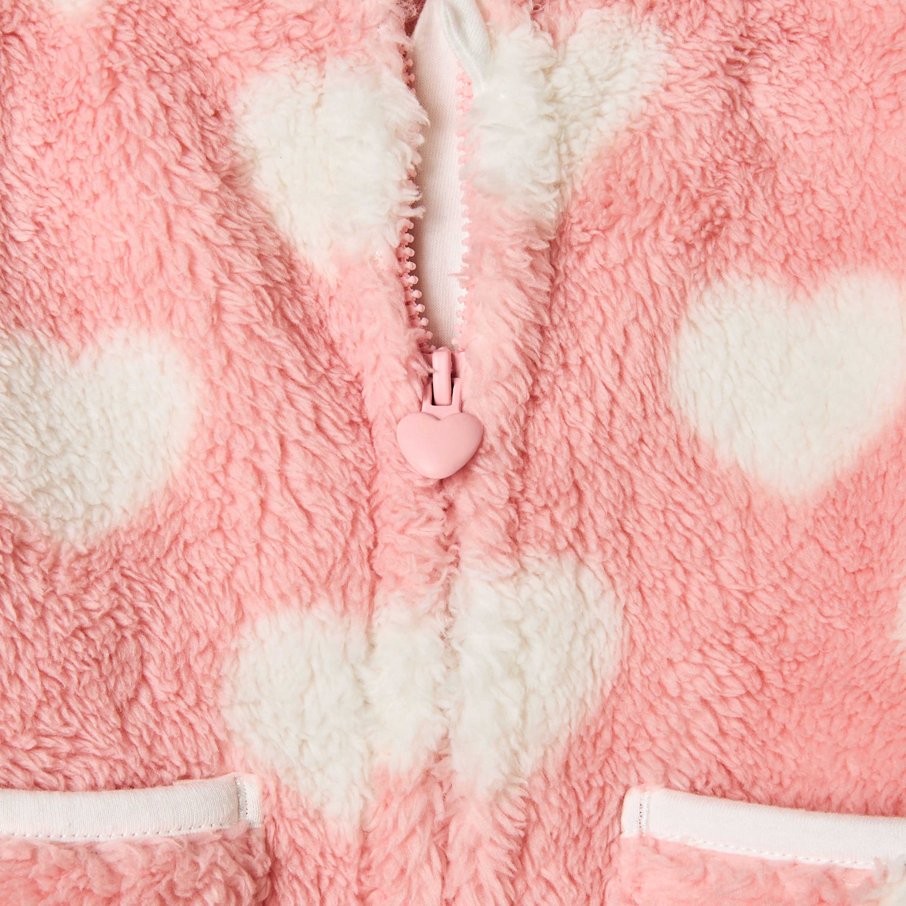 Juniors Heart Print Hooded Jacket with Zip Closure and Pockets-baby-girls-clothing-winterwear-jacketsandcoats-image-4