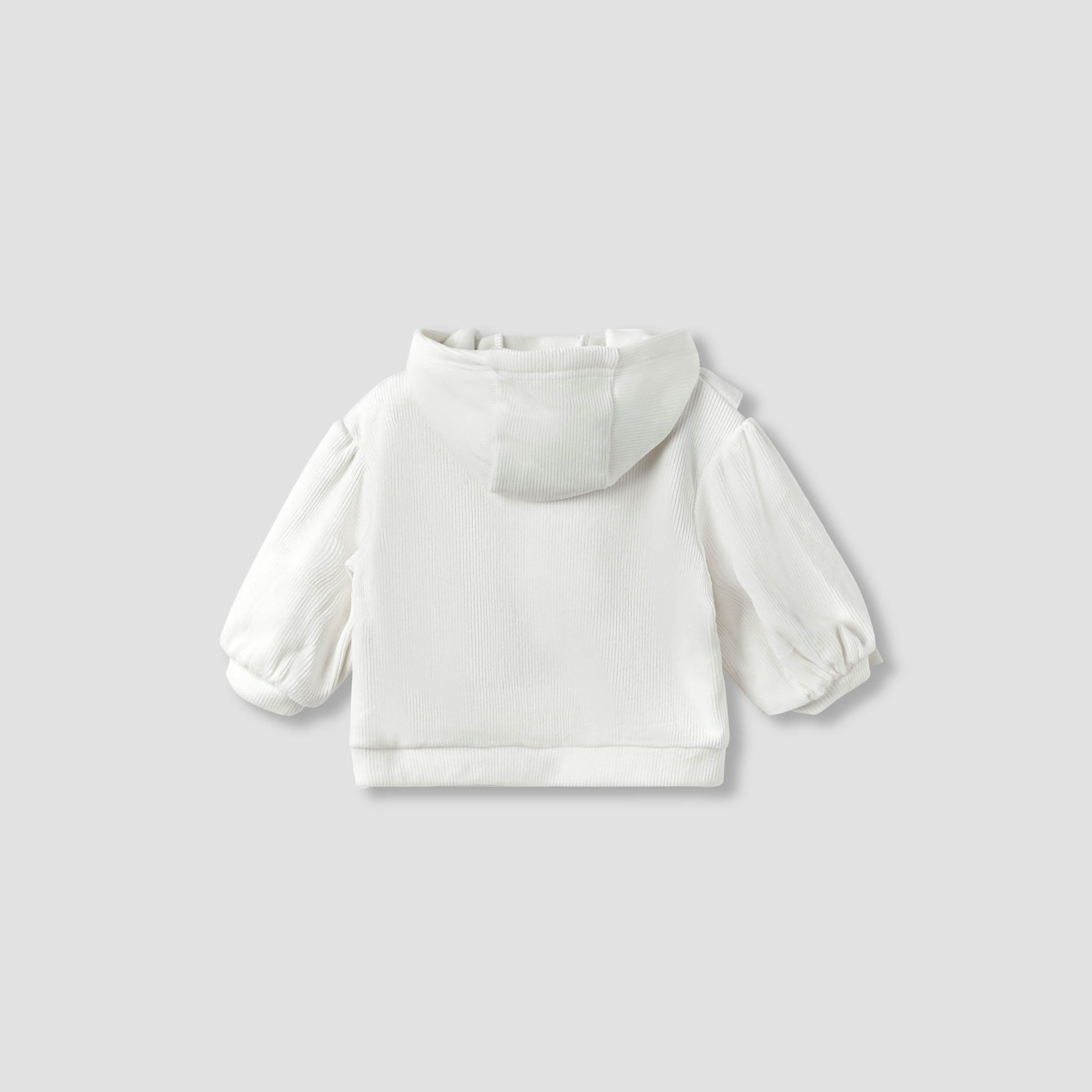 Juniors Ribbed Zip Through Hoodie with Long Sleeves and Ruffle Detail-baby-girls-clothing-winterwear-sweatshirts-image-2