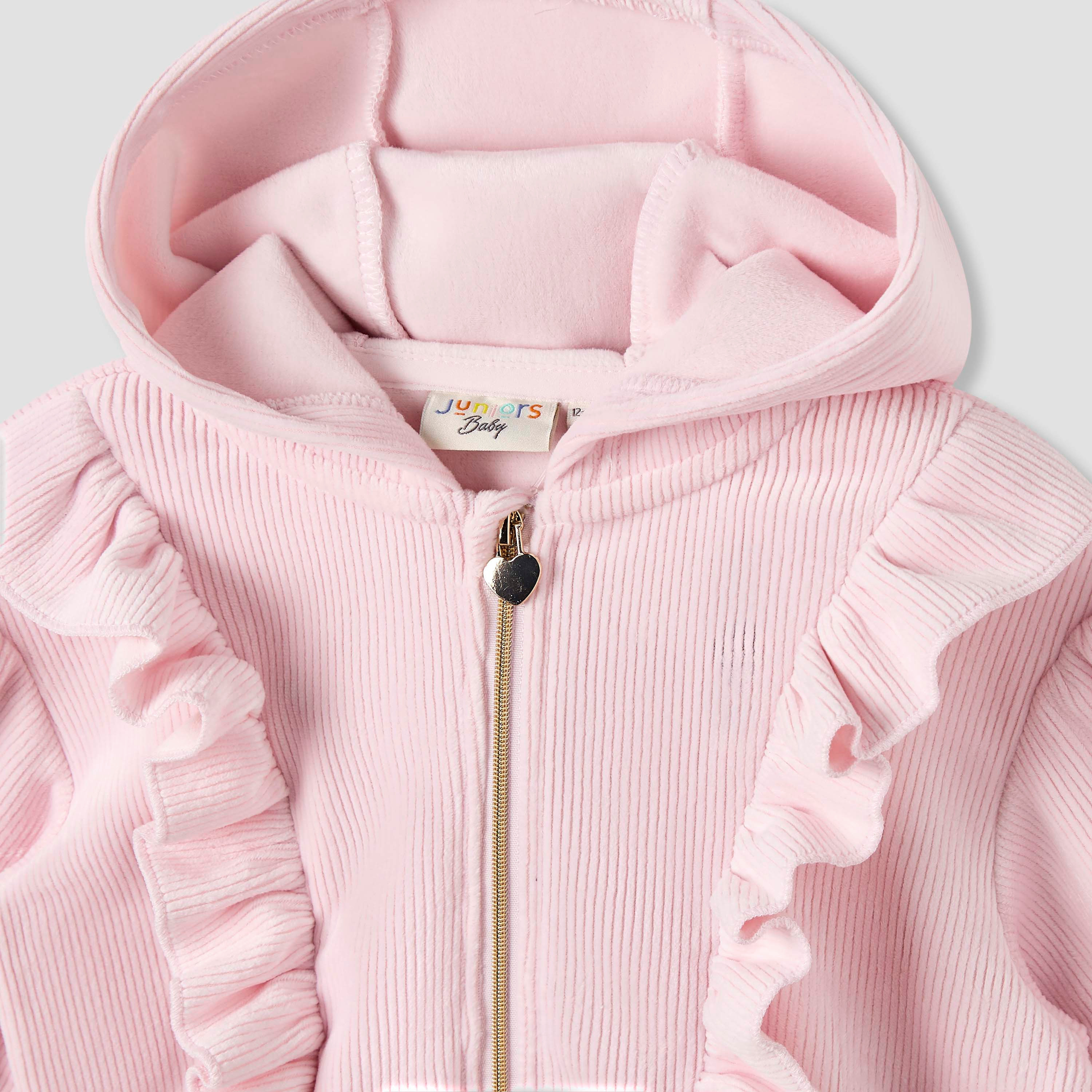 طقم سويت شيرت بقبعة وبنطلون رياضي مضلع من جونيورز-baby-girls-clothing-winterwear-sweatshirts-image-5