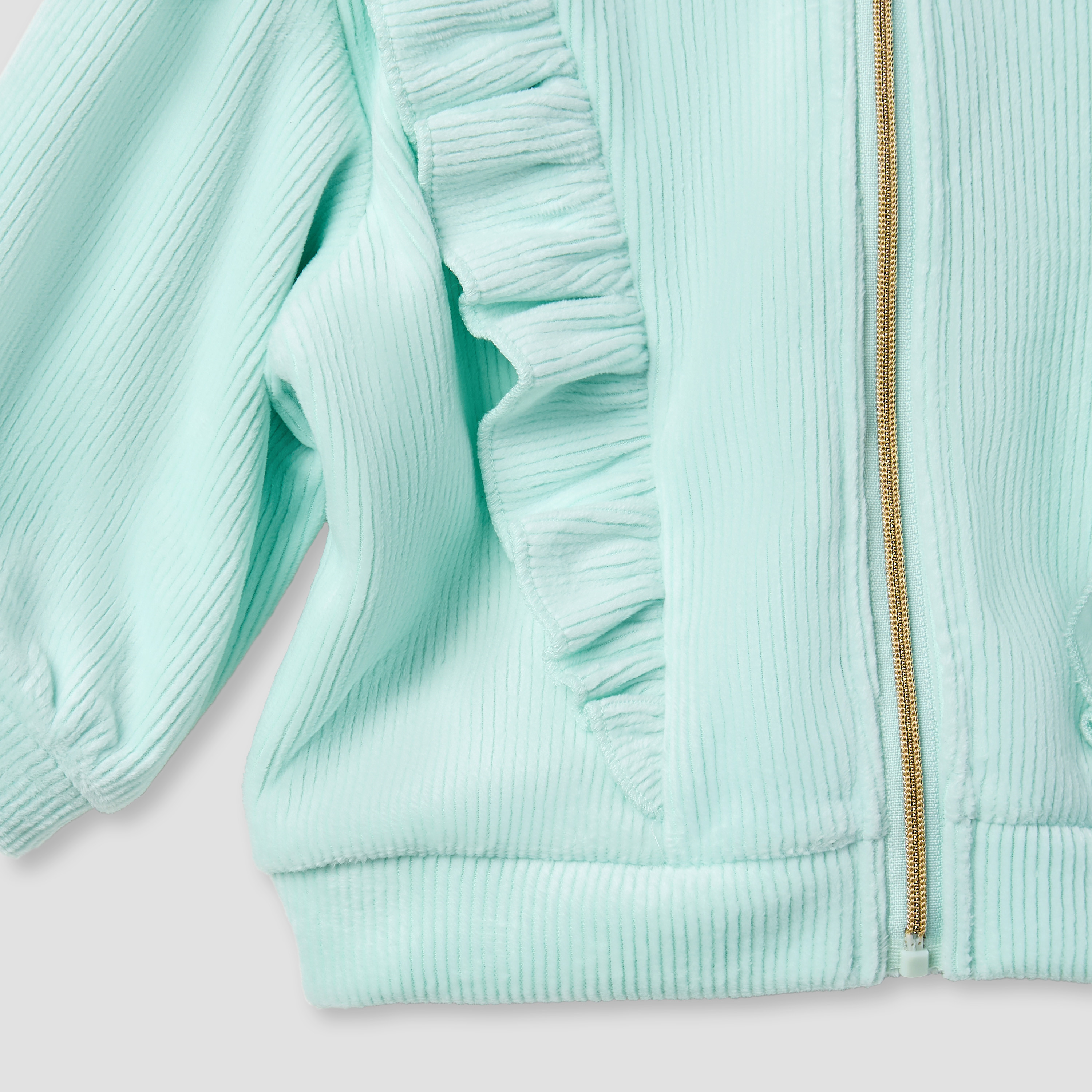 جاكيت مضلع بقبعة وأكمام طويلة وكشكش من جونيورز-baby-girls-clothing-winterwear-jacketsandcoats-image-2