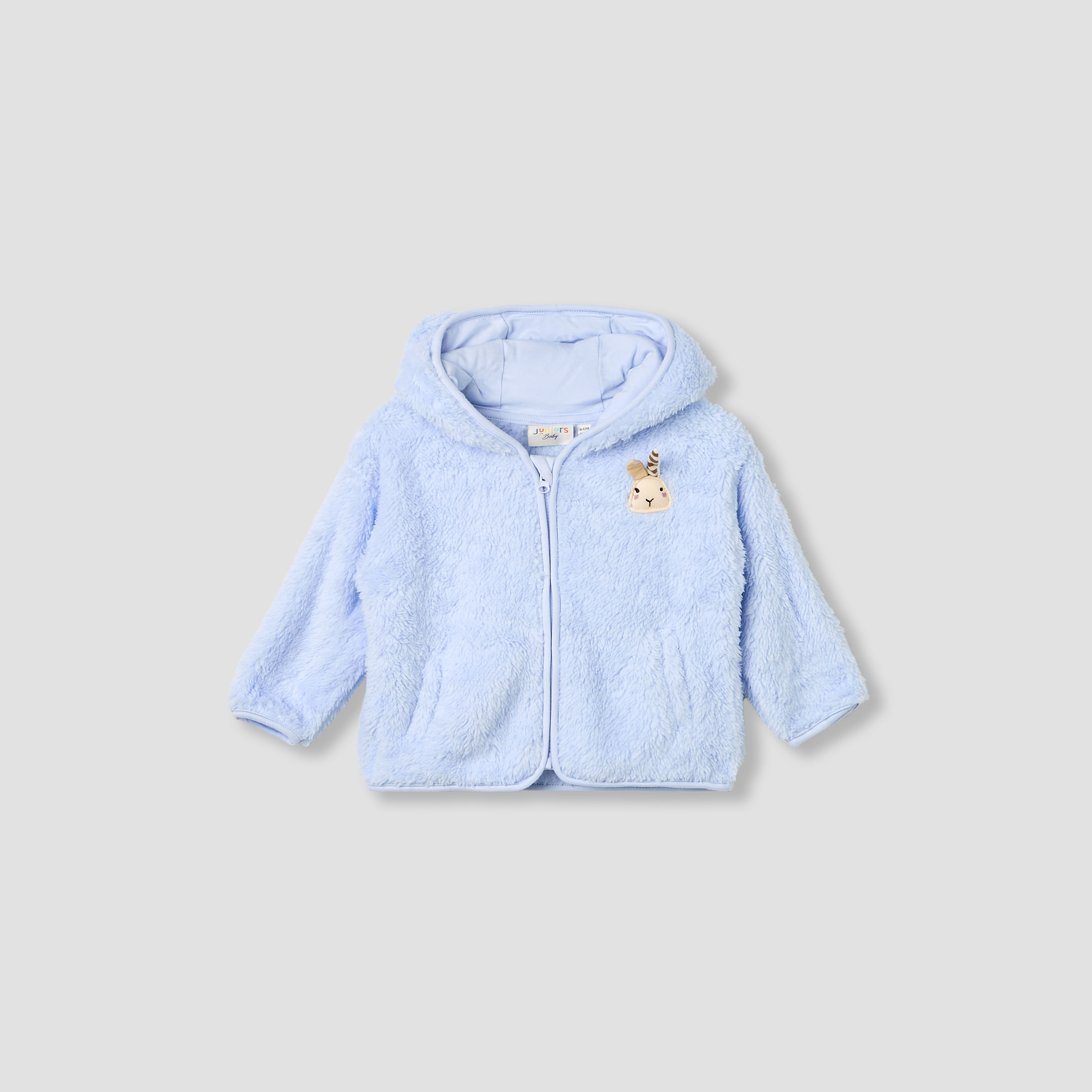Juniors Bunny Applique Hooded Jacket with Zip Closure-baby-girls-clothing-sweatshirts-image-2