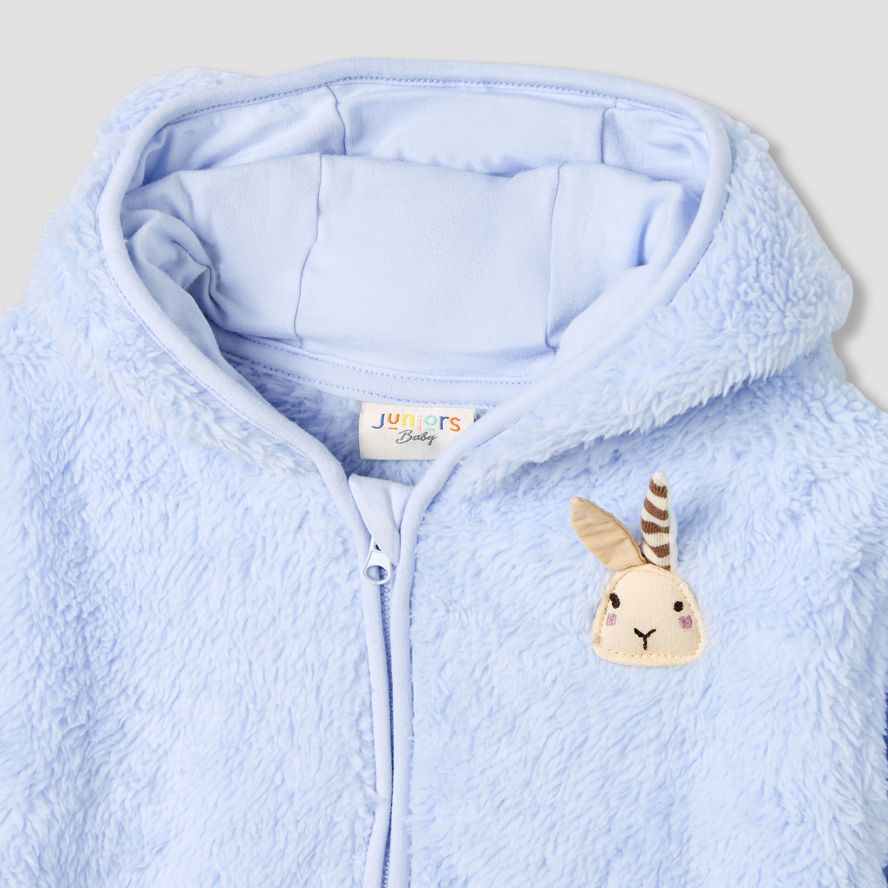 Juniors Bunny Applique Hooded Jacket with Zip Closure-baby-girls-clothing-sweatshirts-image-4