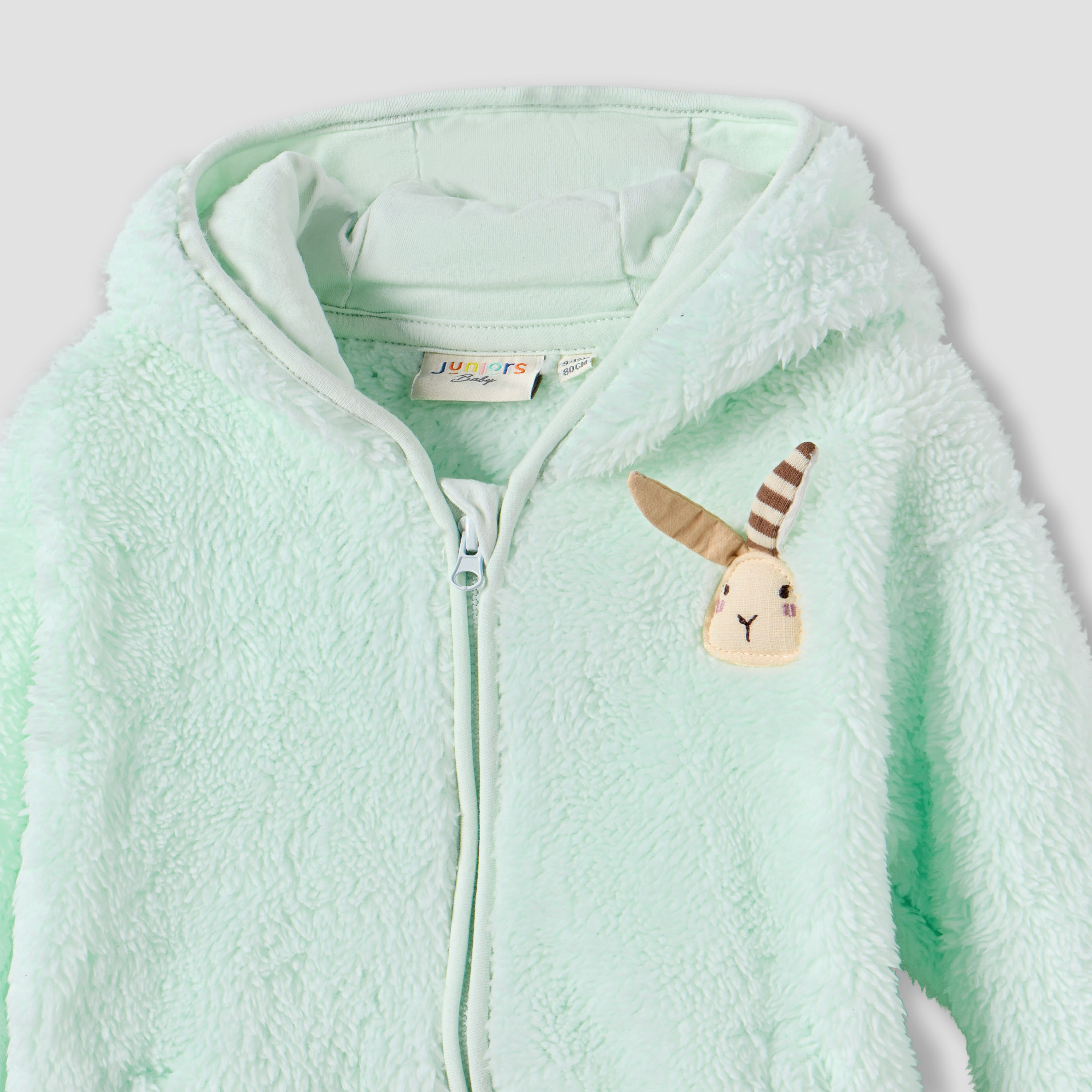 Juniors Faux Fur Textured Hooded Jacket with Long Sleeves-baby-girls-clothing-winterwear-jacketsandcoats-image-4