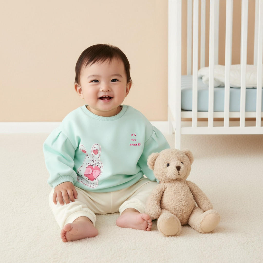 Juniors Bunny Appliqué Pullover with Long Sleeves-baby-girls-clothing-sweatshirts-image-1