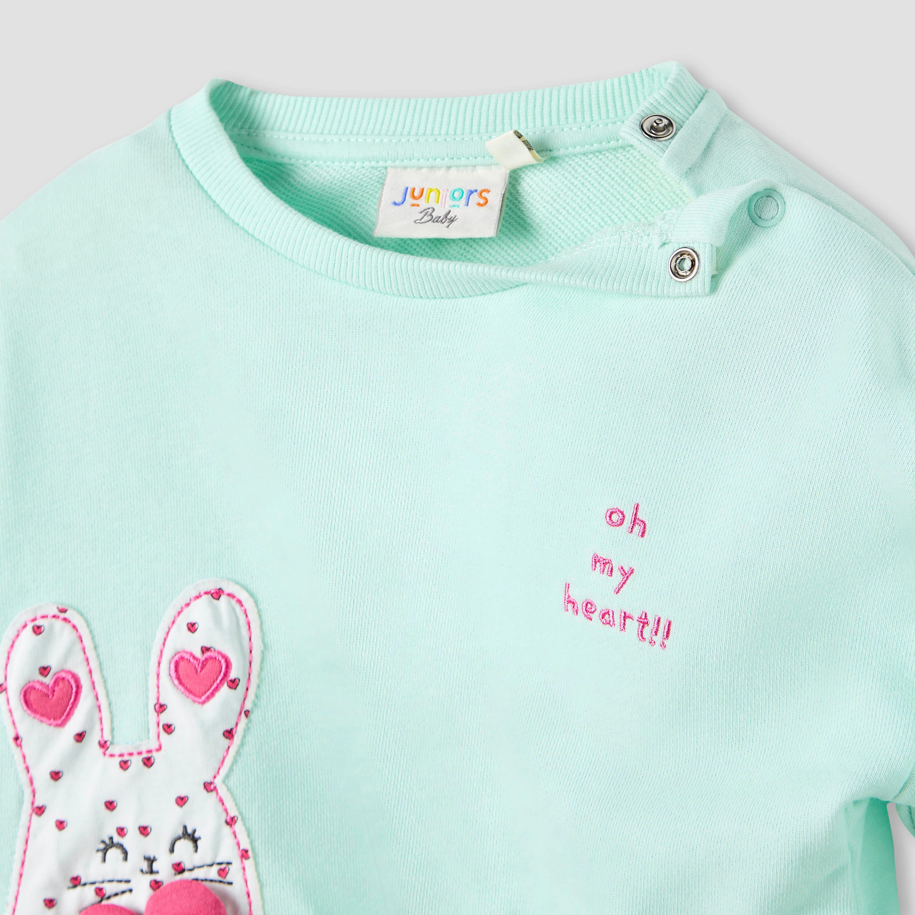Juniors Bunny Appliqué Pullover with Long Sleeves-baby-girls-clothing-sweatshirts-image-4