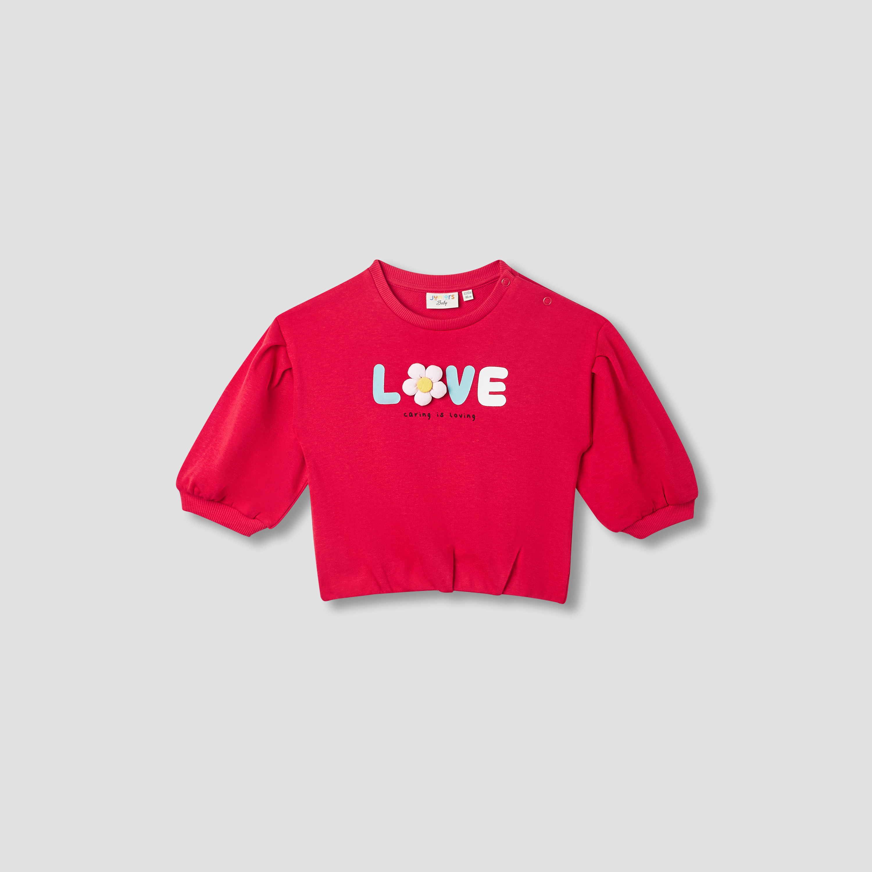 Juniors Floral Applique Sweatshirt with Long Sleeves-baby-girls-clothing-winterwear-sweatshirts-image-2