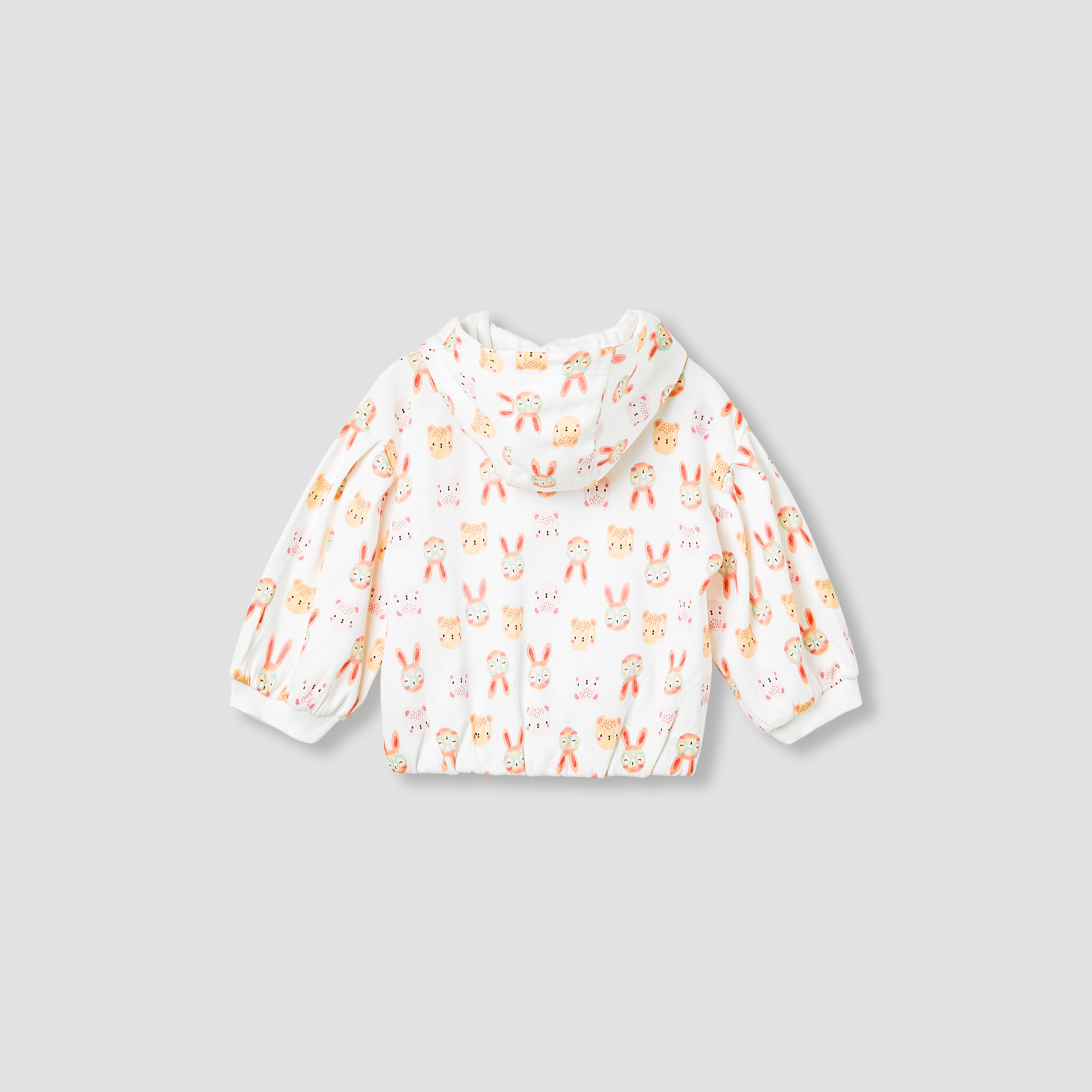Juniors Animal Print Hooded Sweatshirt with Long Sleeves-baby-girls-clothing-winterwear-sweatshirts-image-3