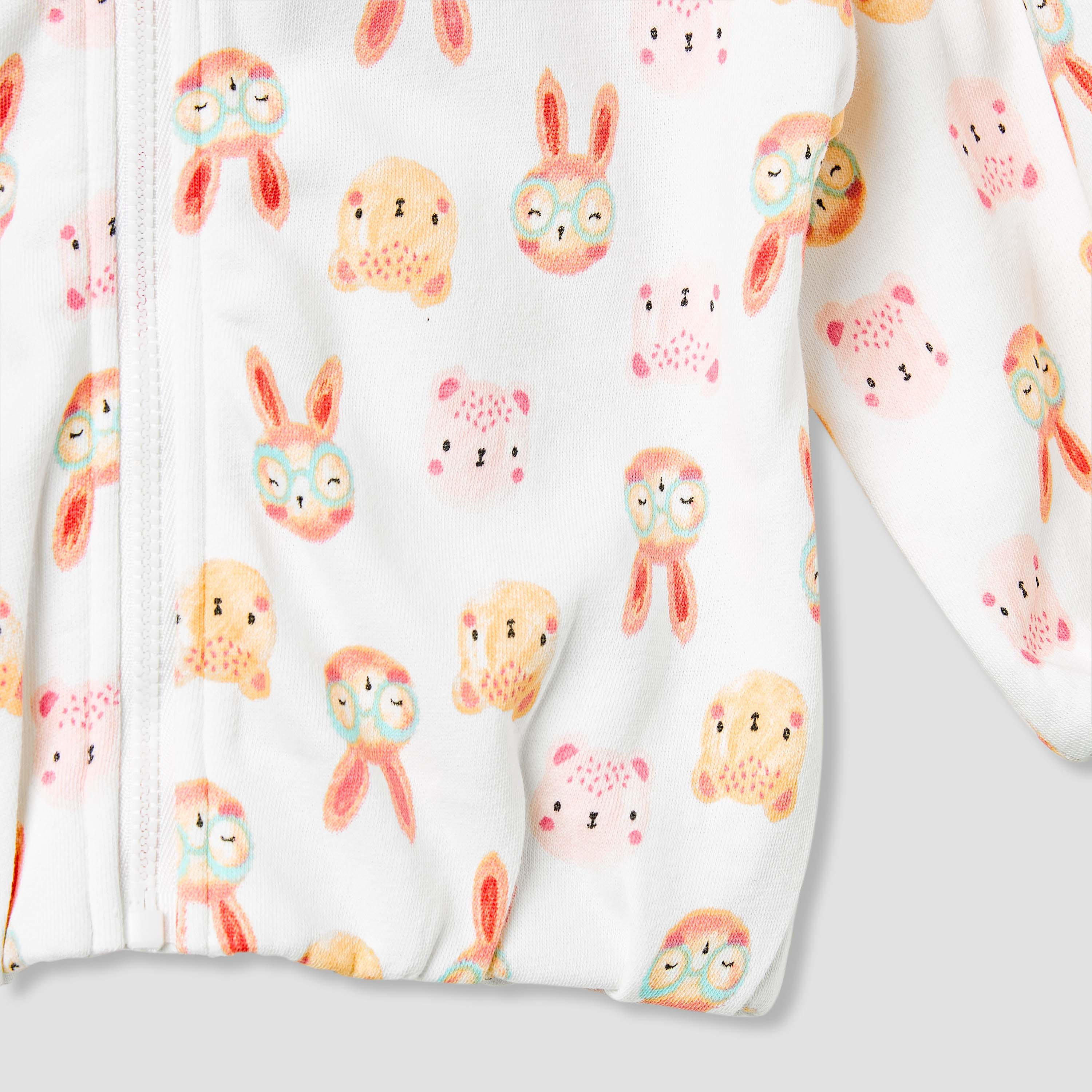 Juniors Animal Print Hooded Sweatshirt with Long Sleeves-baby-girls-clothing-winterwear-sweatshirts-image-4