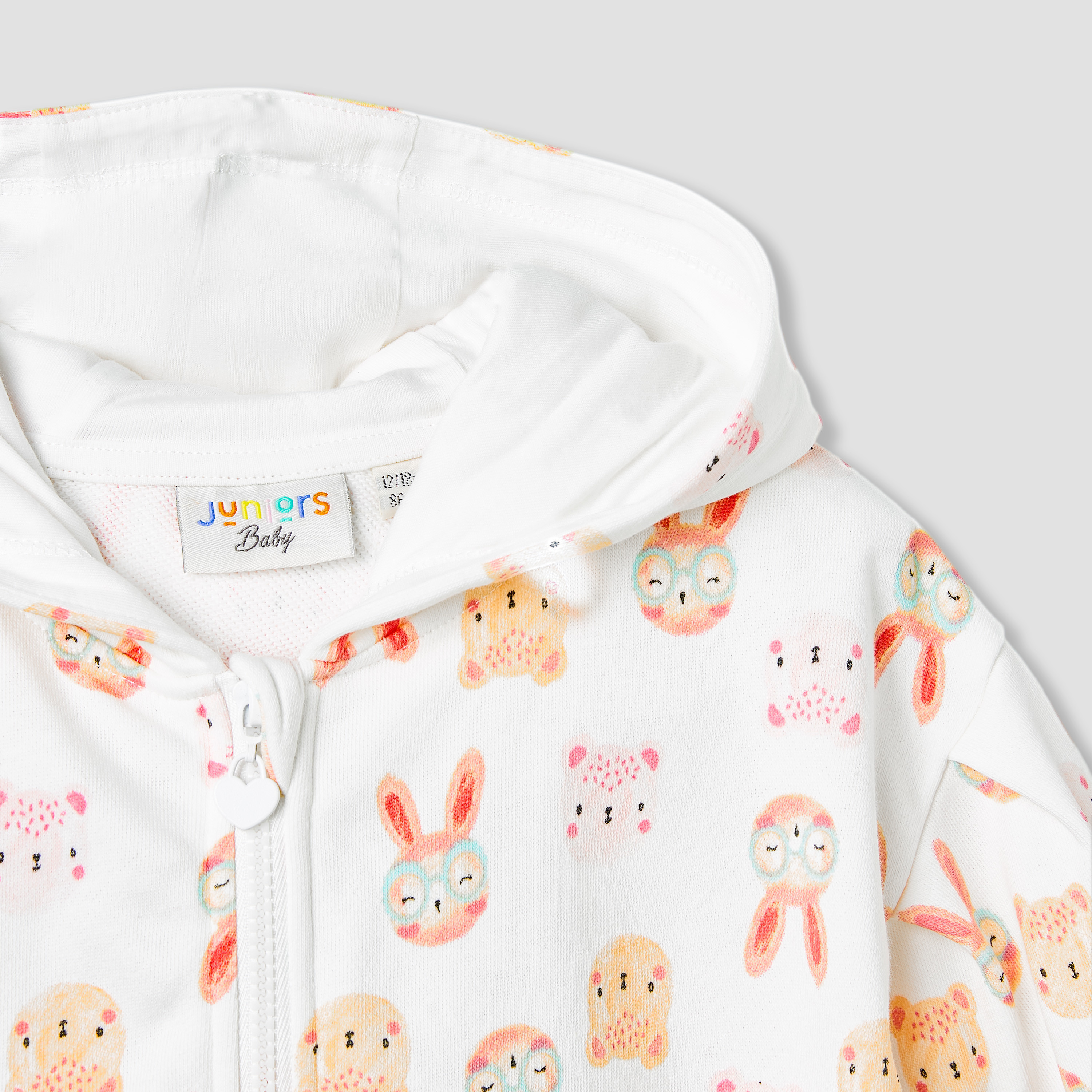 Juniors Animal Print Hooded Sweatshirt with Long Sleeves-baby-girls-clothing-winterwear-sweatshirts-image-5