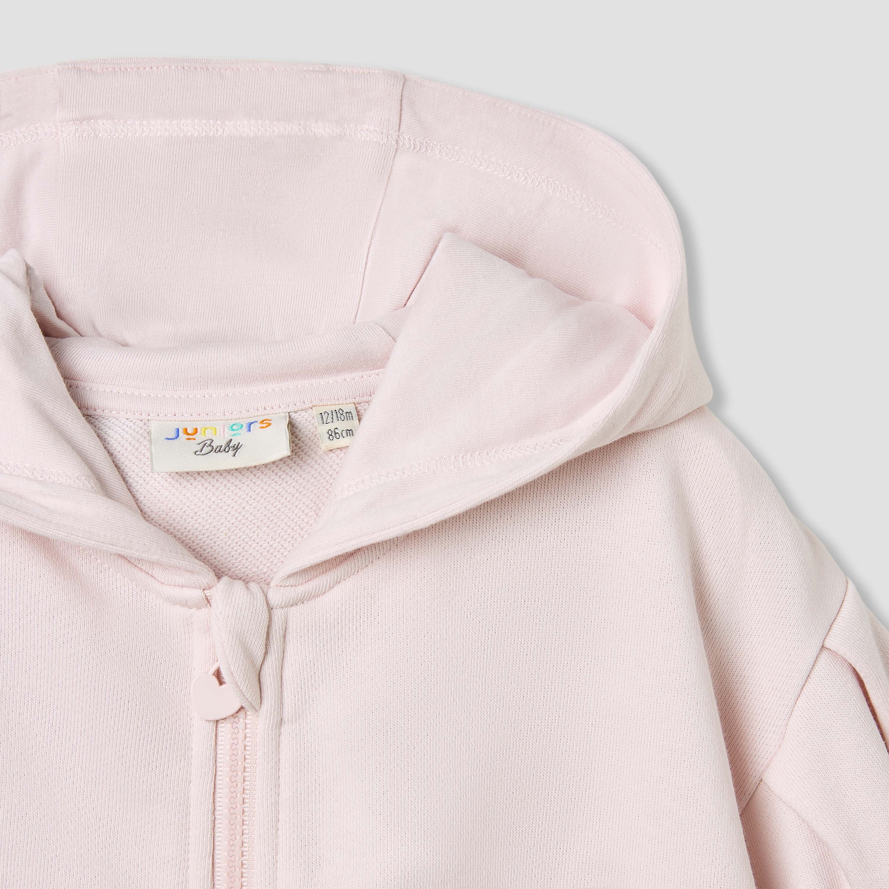 Juniors Flower Applique Hooded Sweatshirt with Long Sleeves-baby-girls-clothing-winterwear-sweatshirts-image-5