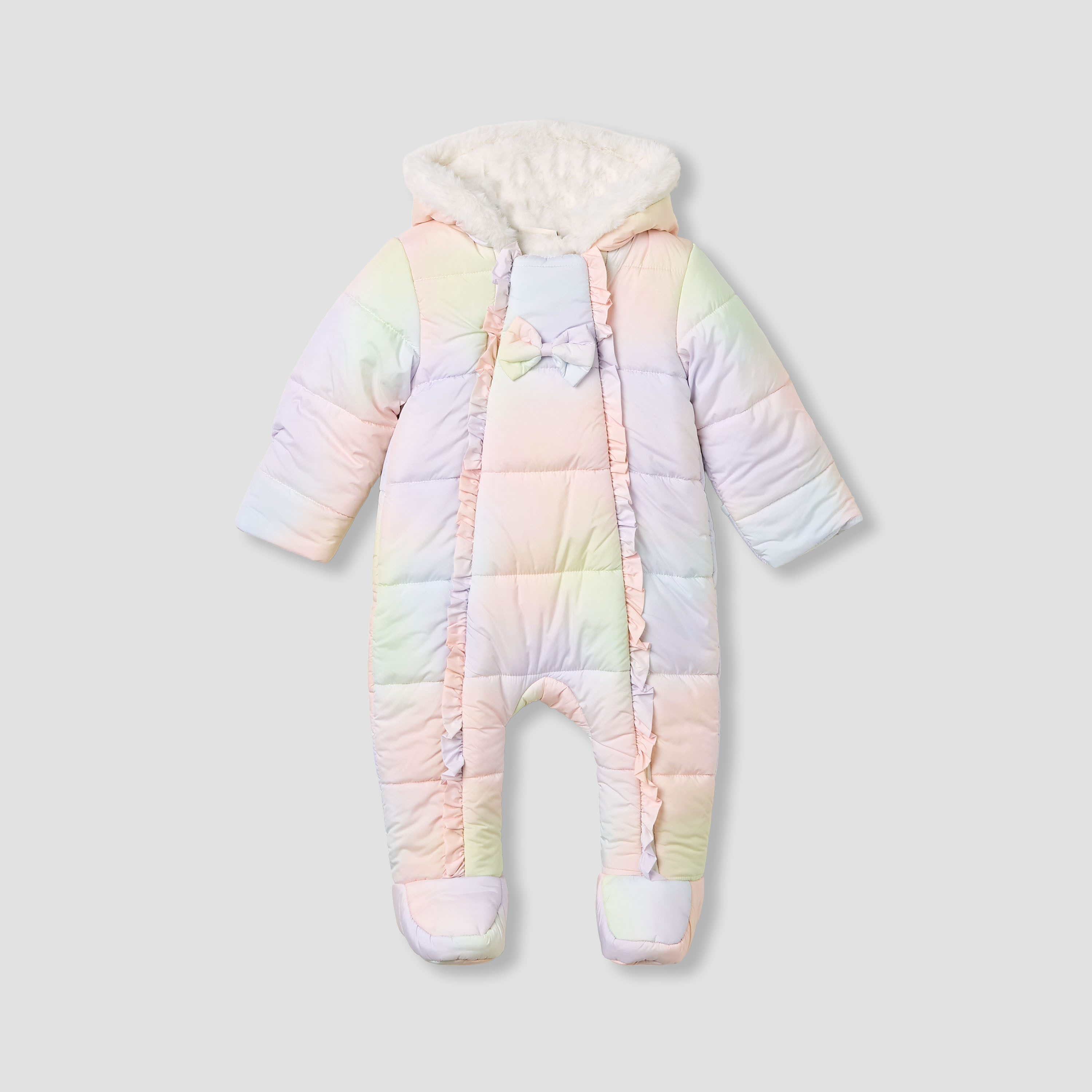Juniors Ruffle Detail Padded Coverall with Hood-baby-girls-clothing-winterwear-bodysuits-image-1