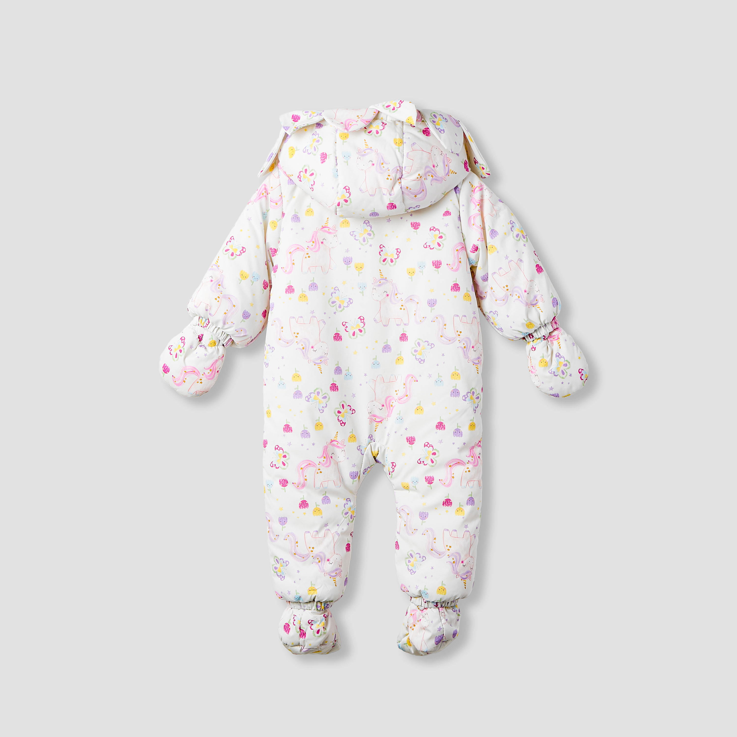 Juniors Hooded Neck Heavy Coverall with Print - Polyester - Long Sleeves-baby-girls-clothing-winterwear-bodysuits-image-2