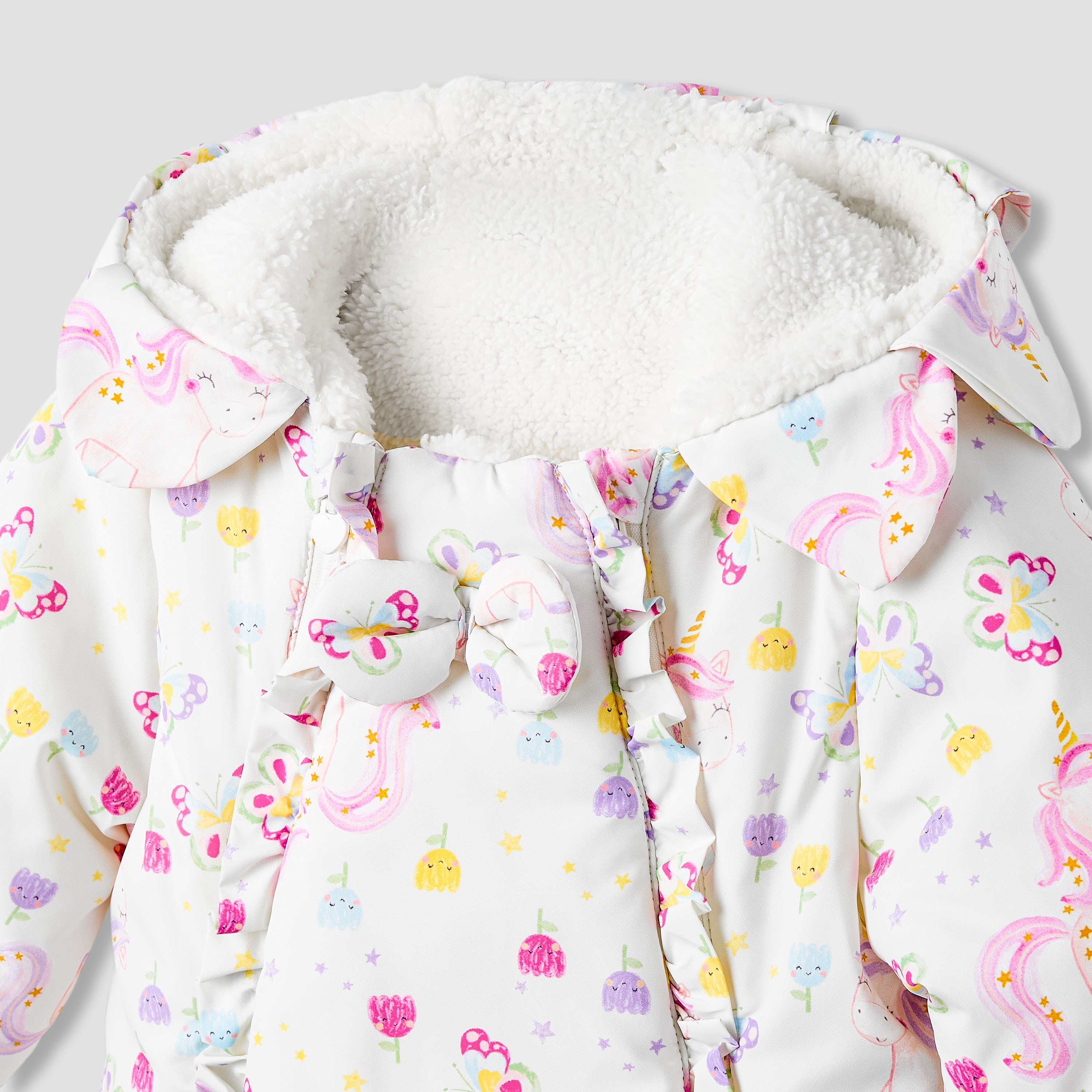 Juniors Hooded Neck Heavy Coverall with Print - Polyester - Long Sleeves-baby-girls-clothing-winterwear-bodysuits-image-3