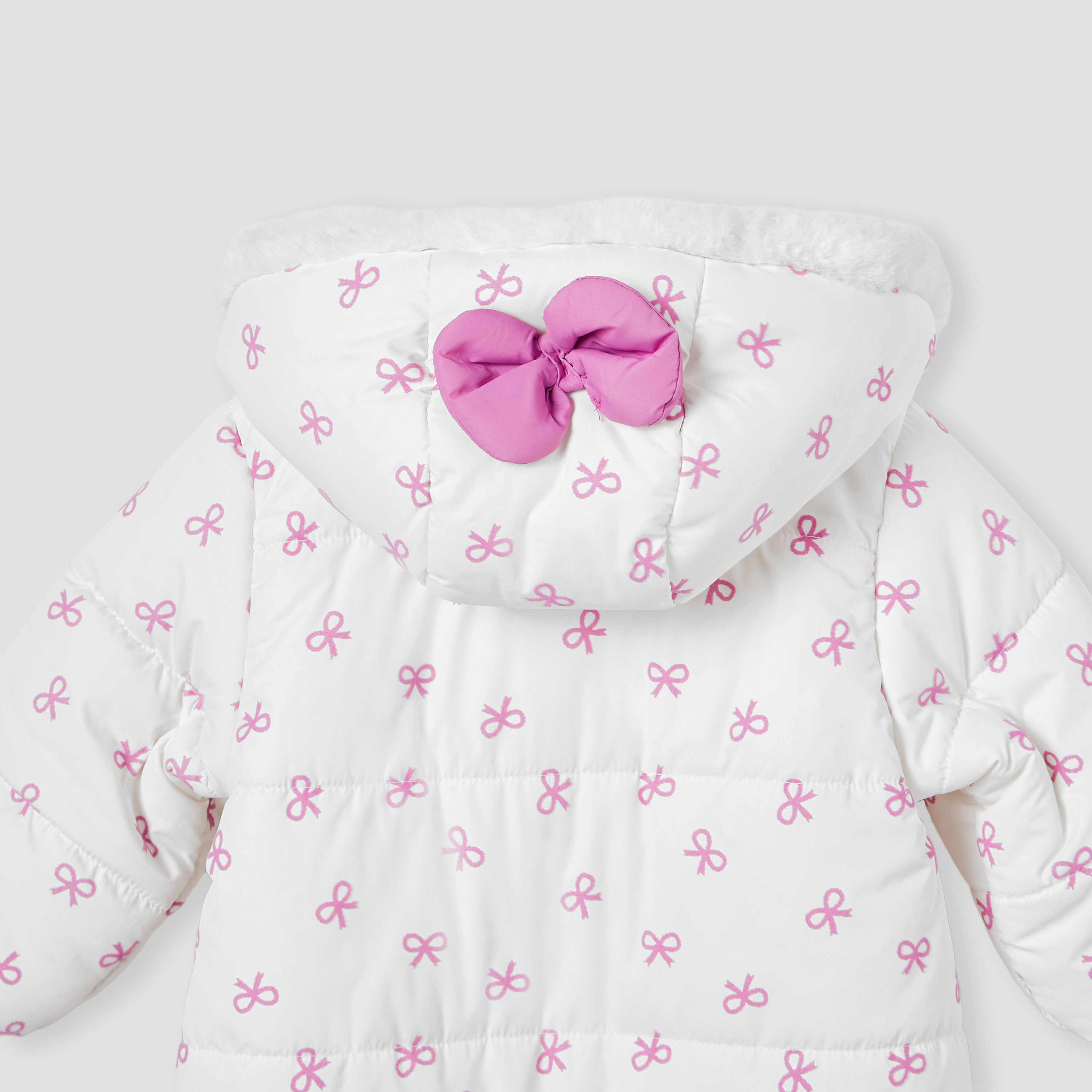Juniors Bow Print Coverall with Hood and Ruffles-baby-girls-clothing-winterwear-bodysuits-image-4