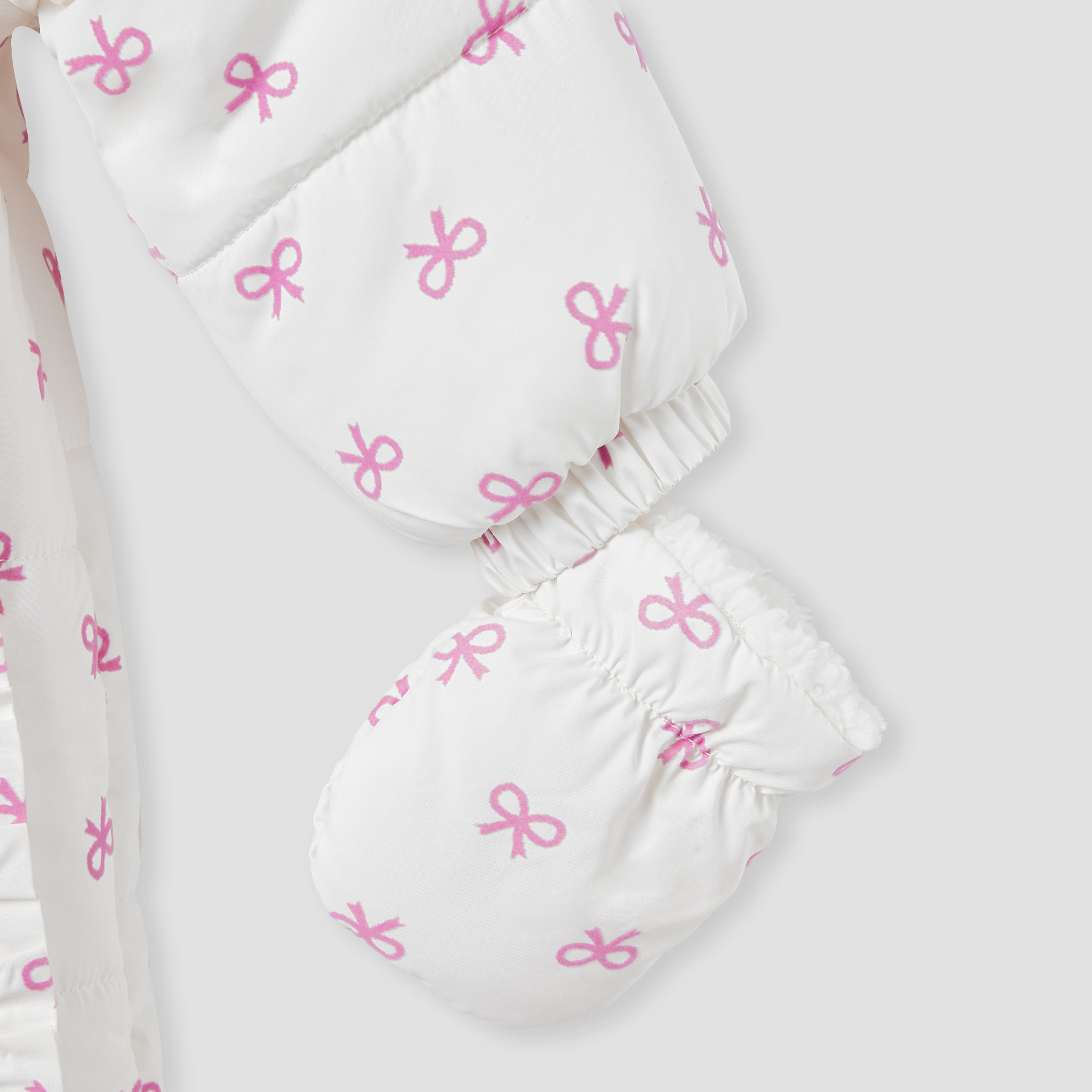Juniors Bow Print Coverall with Hood and Ruffles-baby-girls-clothing-winterwear-bodysuits-image-6