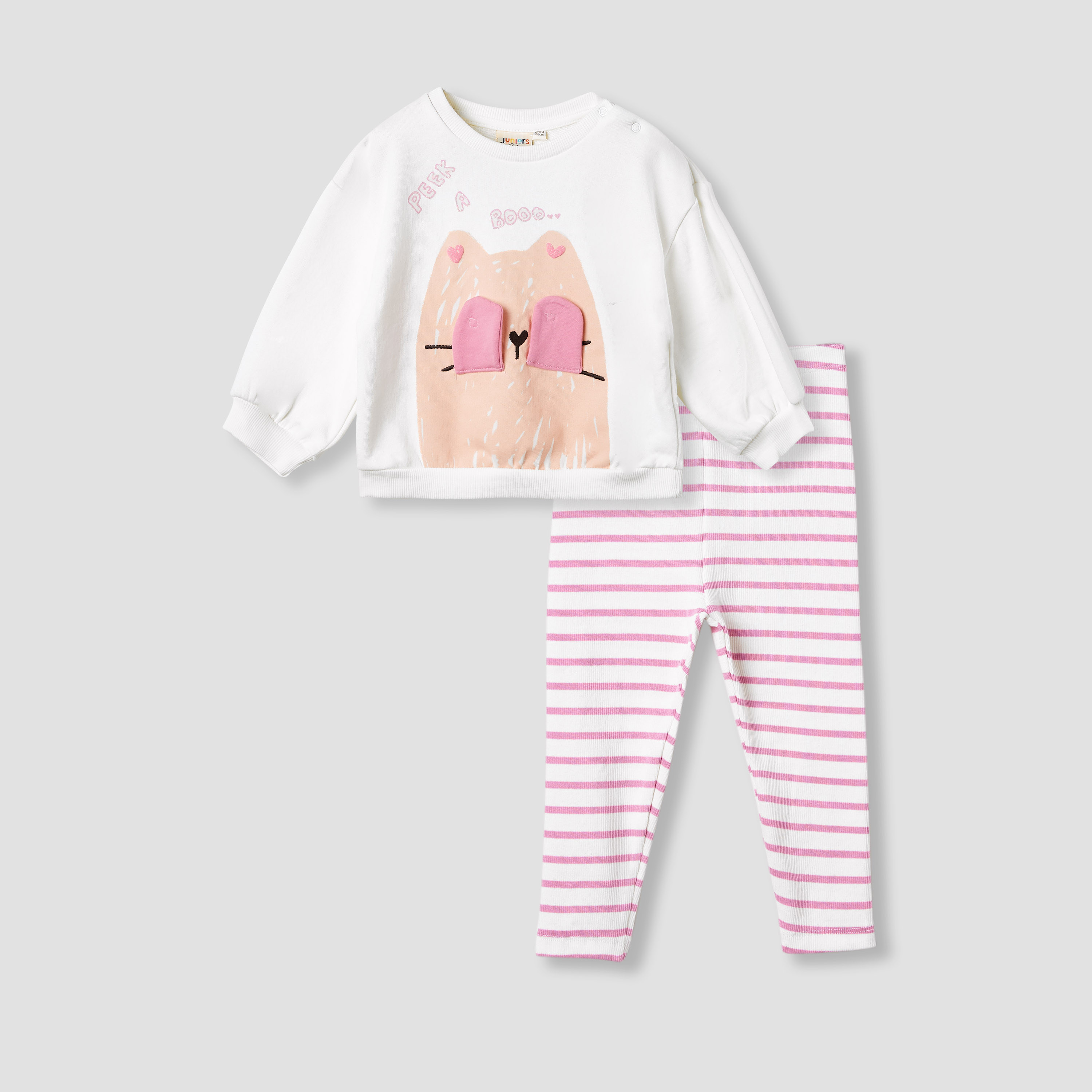 طقم بنطلون ليقنز وسويت شيرت بتزيينات قطة من جونيورز-baby-girls-clothing-setsandcoords-image-7