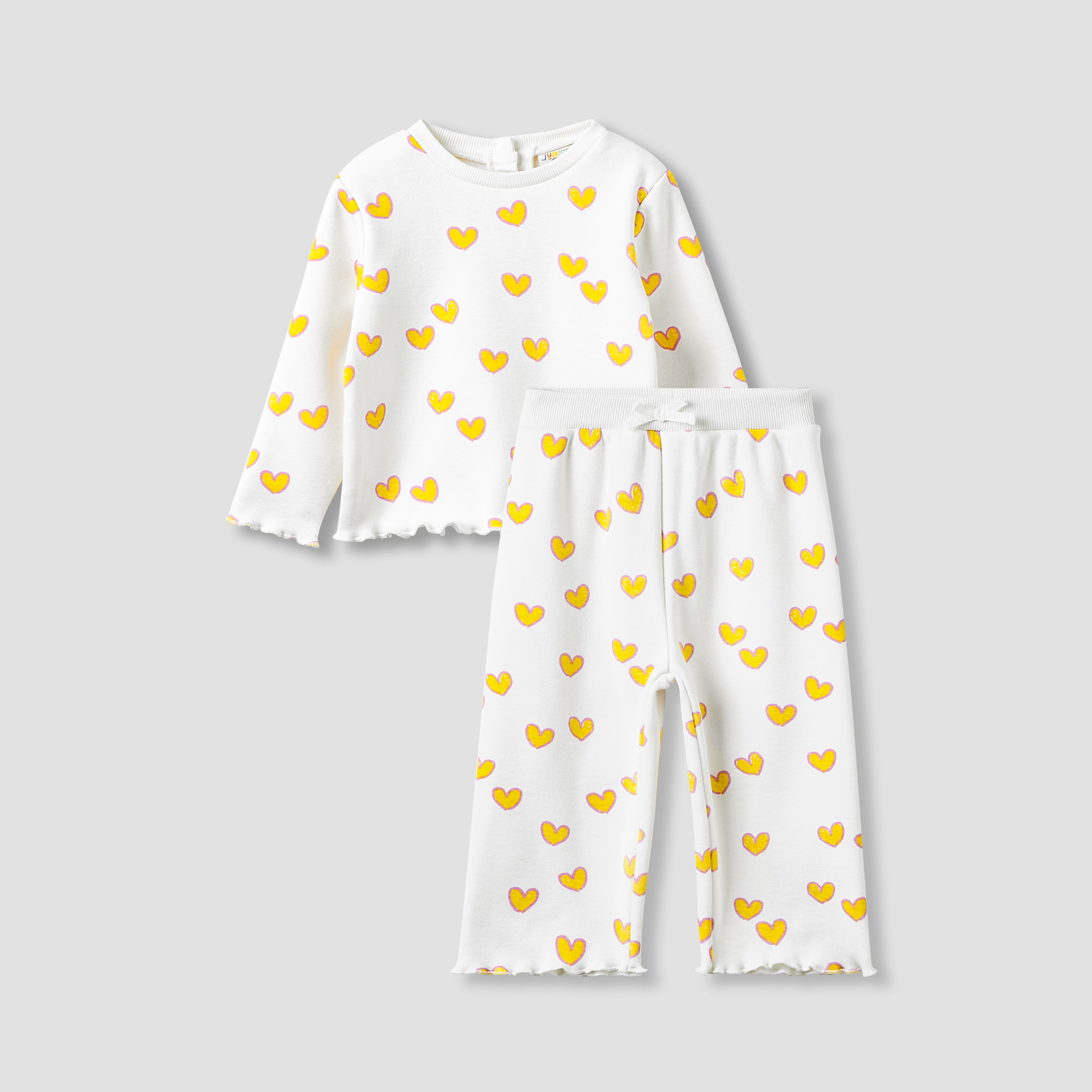 Juniors Girls Top and Pants Set with Heart Print - Long Sleeves - Crew Neck-baby-girls-clothing-setsandcoords-image-1