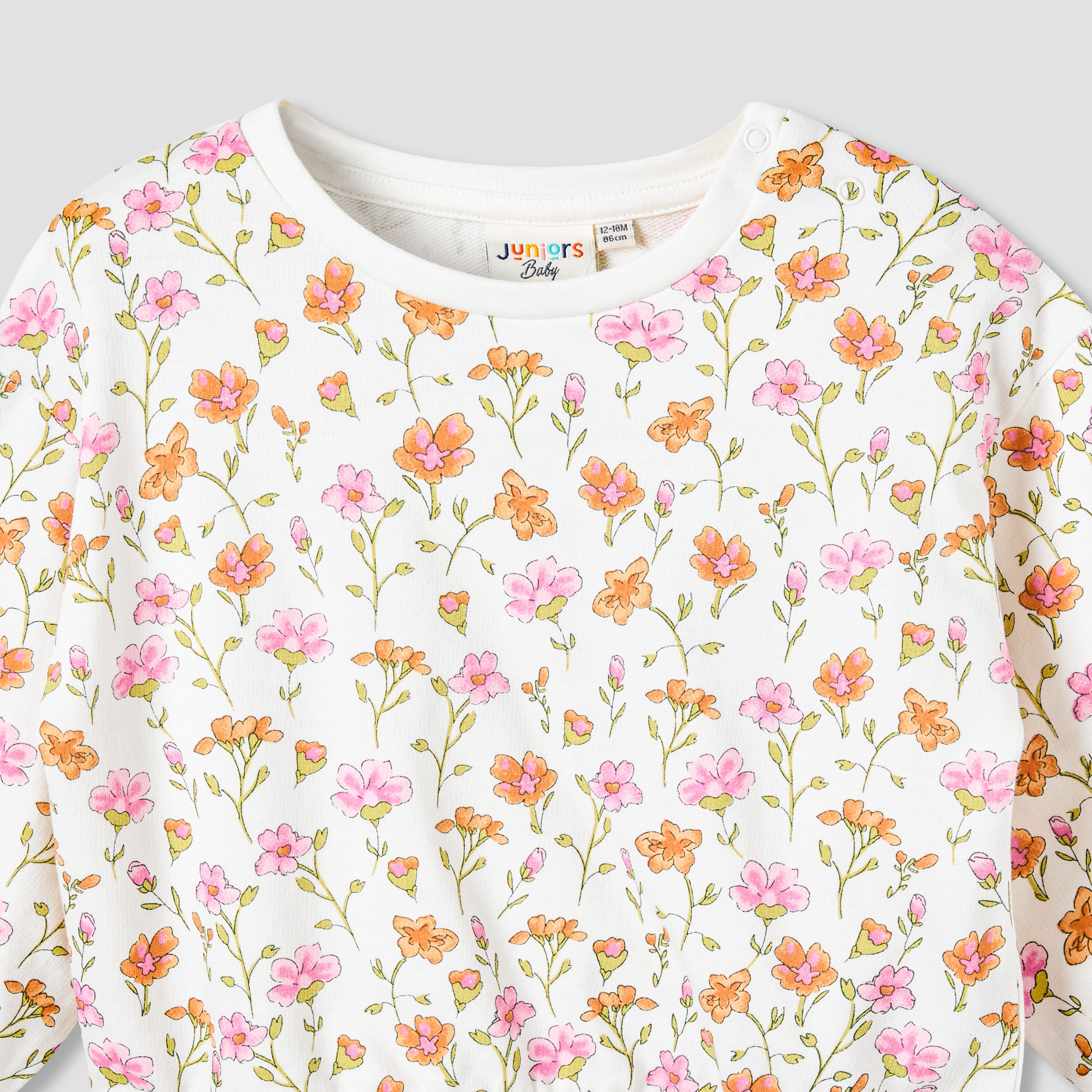 Juniors Crew Neck Long Sleeves Sweatshirt and Pants Set with Floral Print-baby-girls-clothing-setsandcoords-image-4