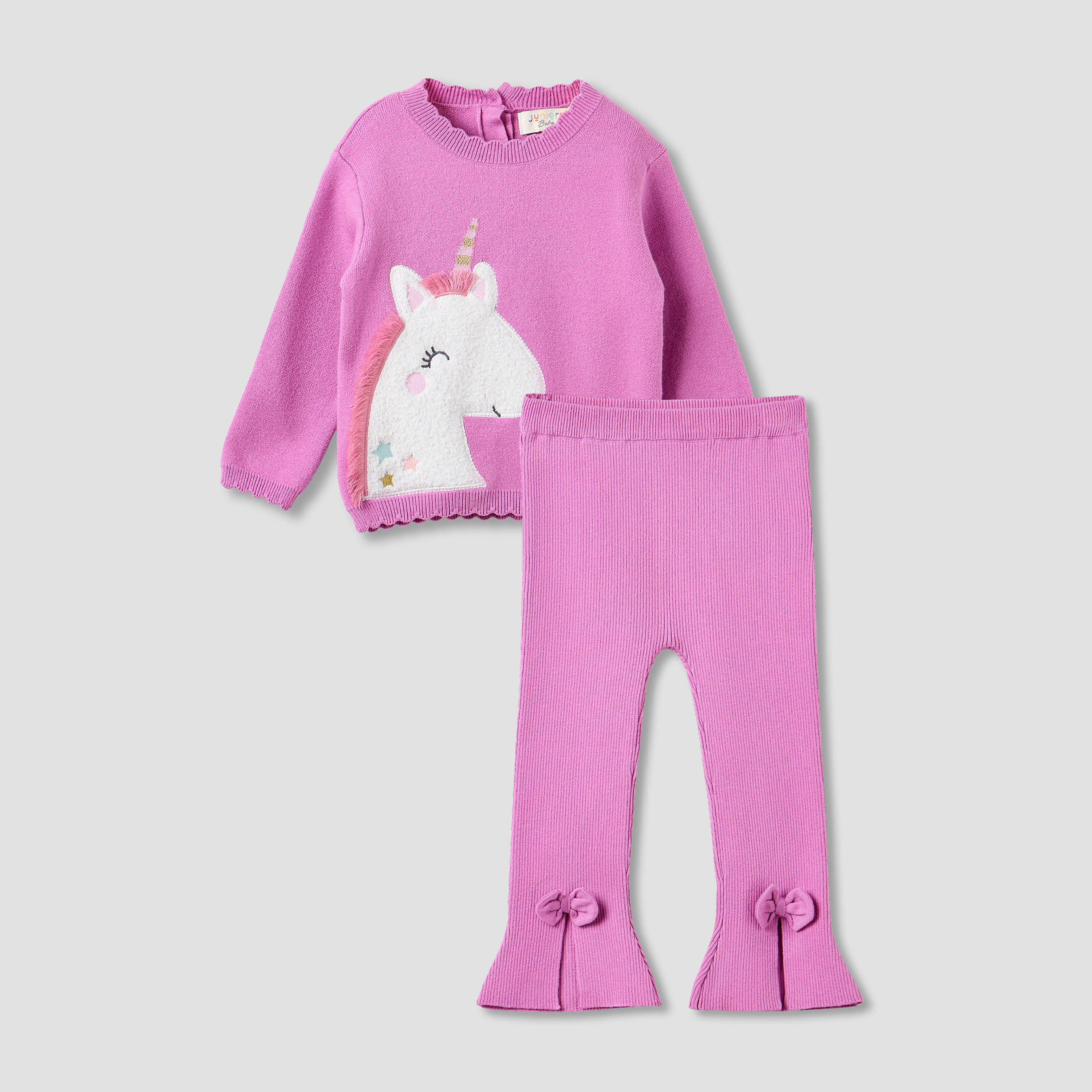 Juniors Unicorn Applique Sweater and Flared Pants Set-baby-girls-clothing-setsandcoords-image-1