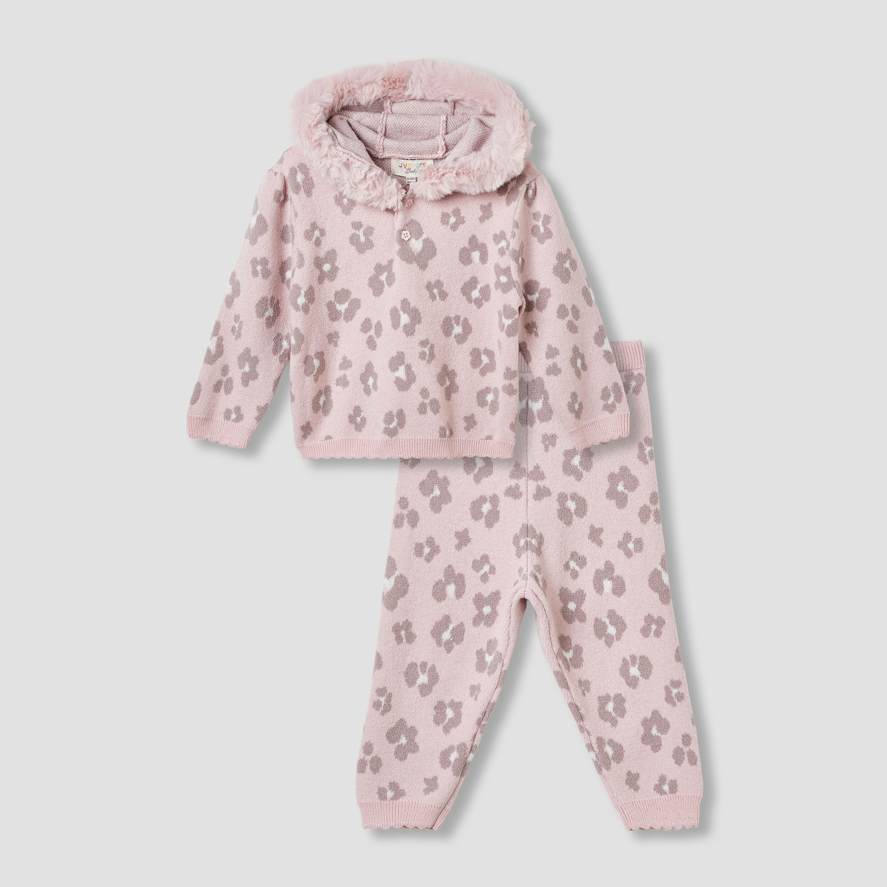 Juniors Animal Print Hooded Sweater and Pants Set-baby-girls-clothing-setsandcoords-image-1