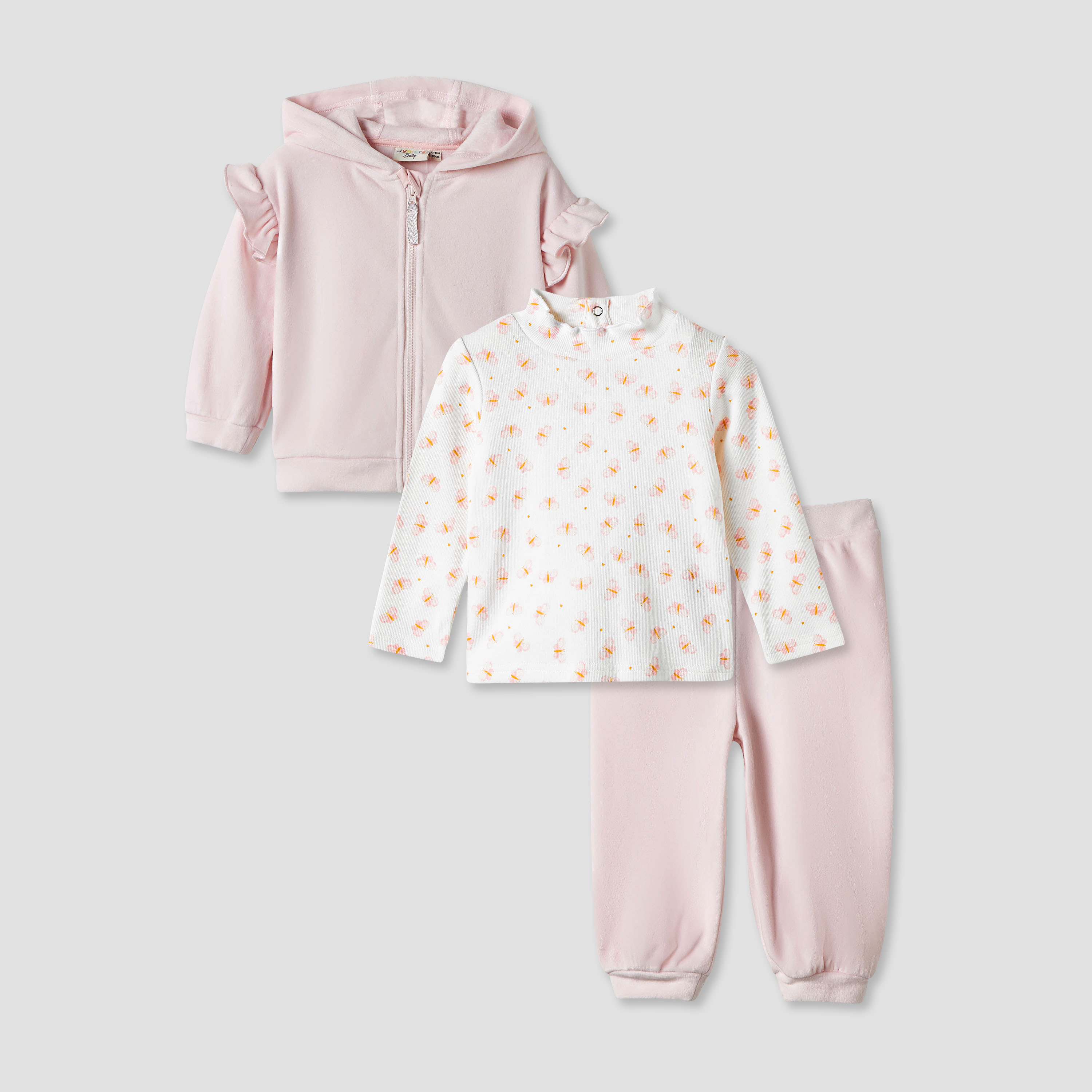 Juniors Printed T-shirt with Sweatshirt and Joggers Set-baby-girls-clothing-setsandcoords-image-1