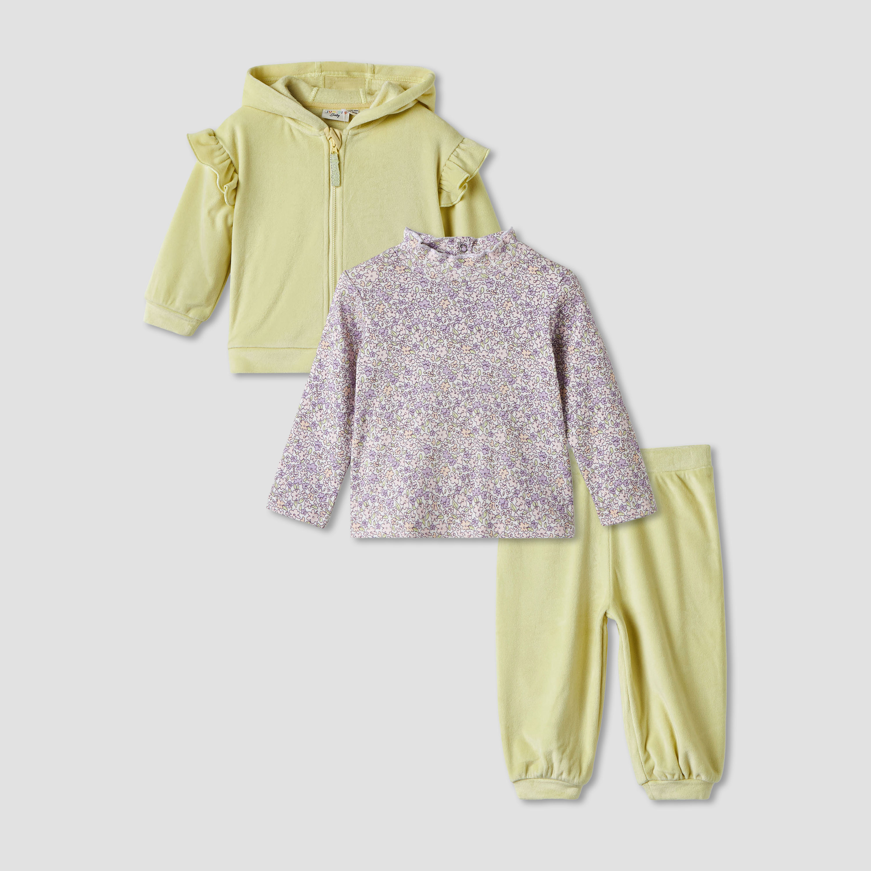 Juniors Girls T-shirt with Hoodies and Joggers - Polyamide Blend - Long Sleeves and Hood-baby-girls-clothing-setsandcoords-image-1