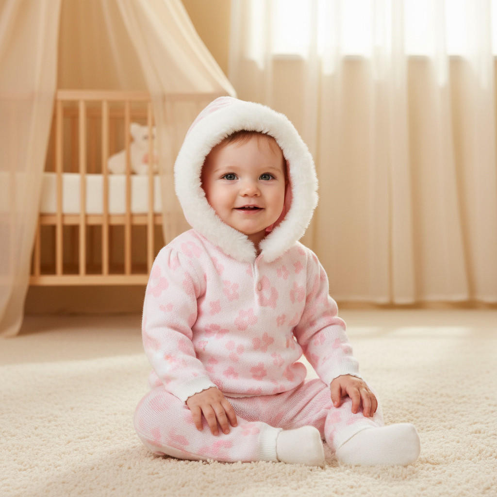 Juniors Floral Print Hooded Sweater and Pants Set-baby-girls-clothing-setsandcoords-image-1