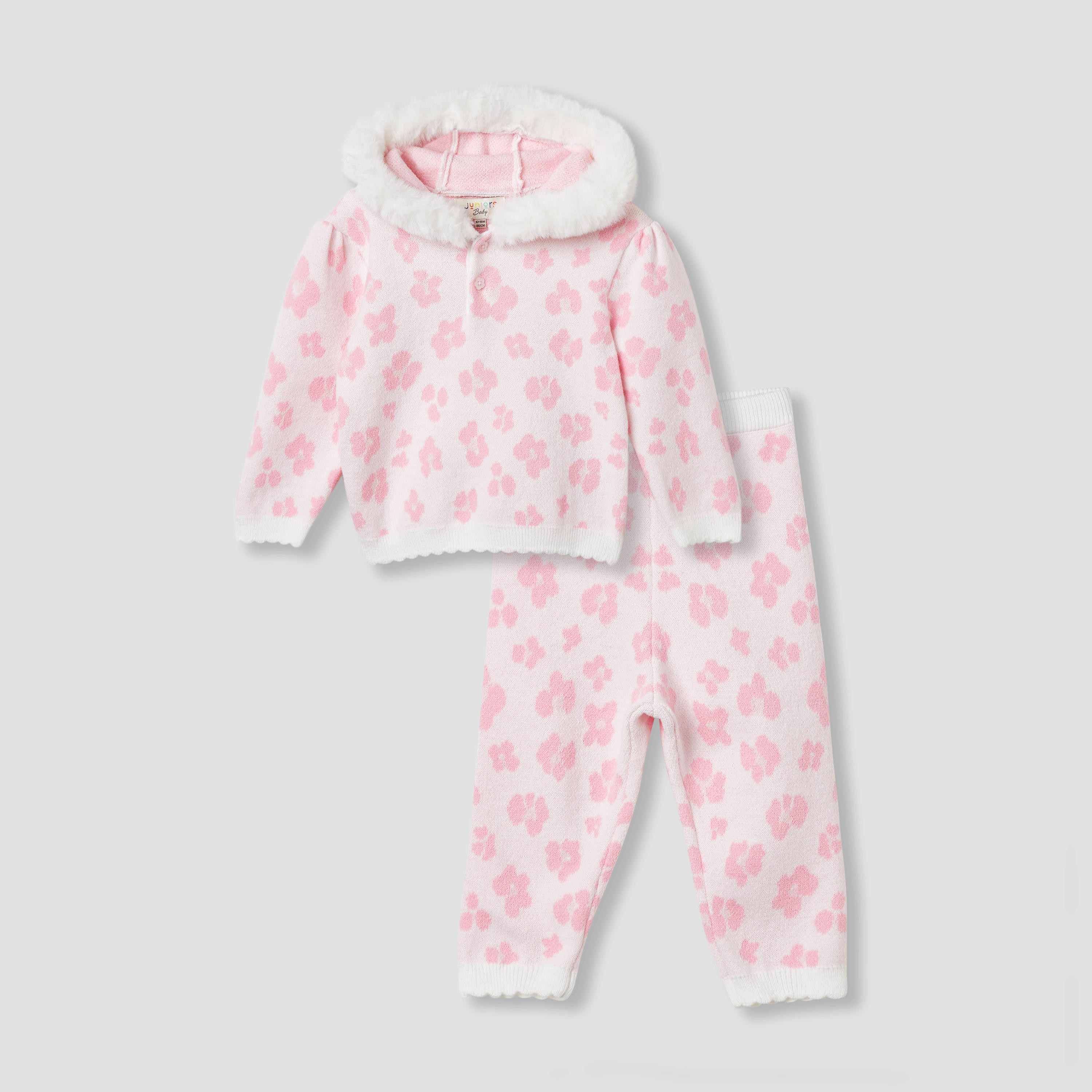 Juniors Floral Print Hooded Sweater and Pants Set-baby-girls-clothing-setsandcoords-image-2
