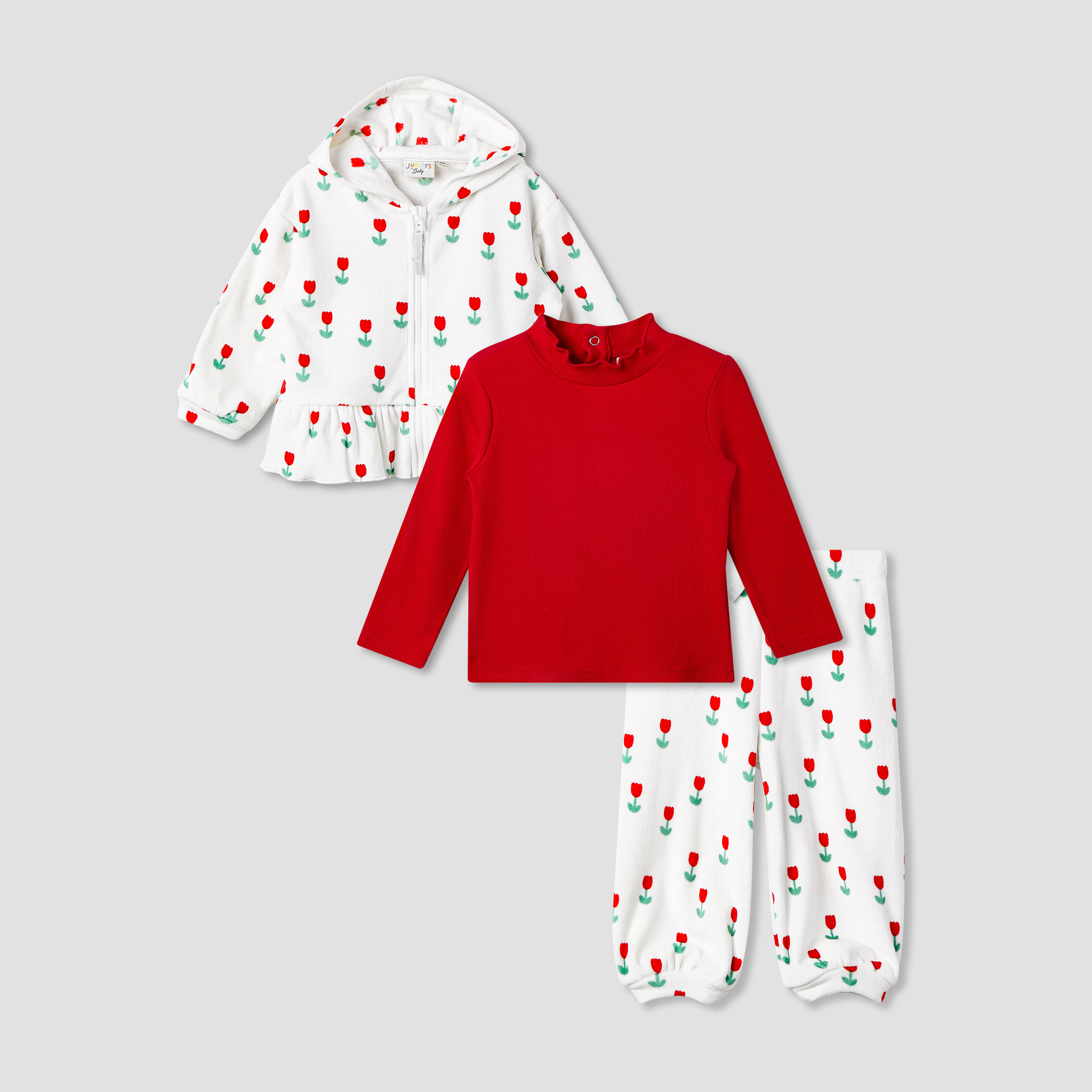 Juniors Girls T-shirt with Hoodies and Joggers - Polyamide Blend - Long Sleeves and Hood-baby-girls-clothing-setsandcoords-image-1
