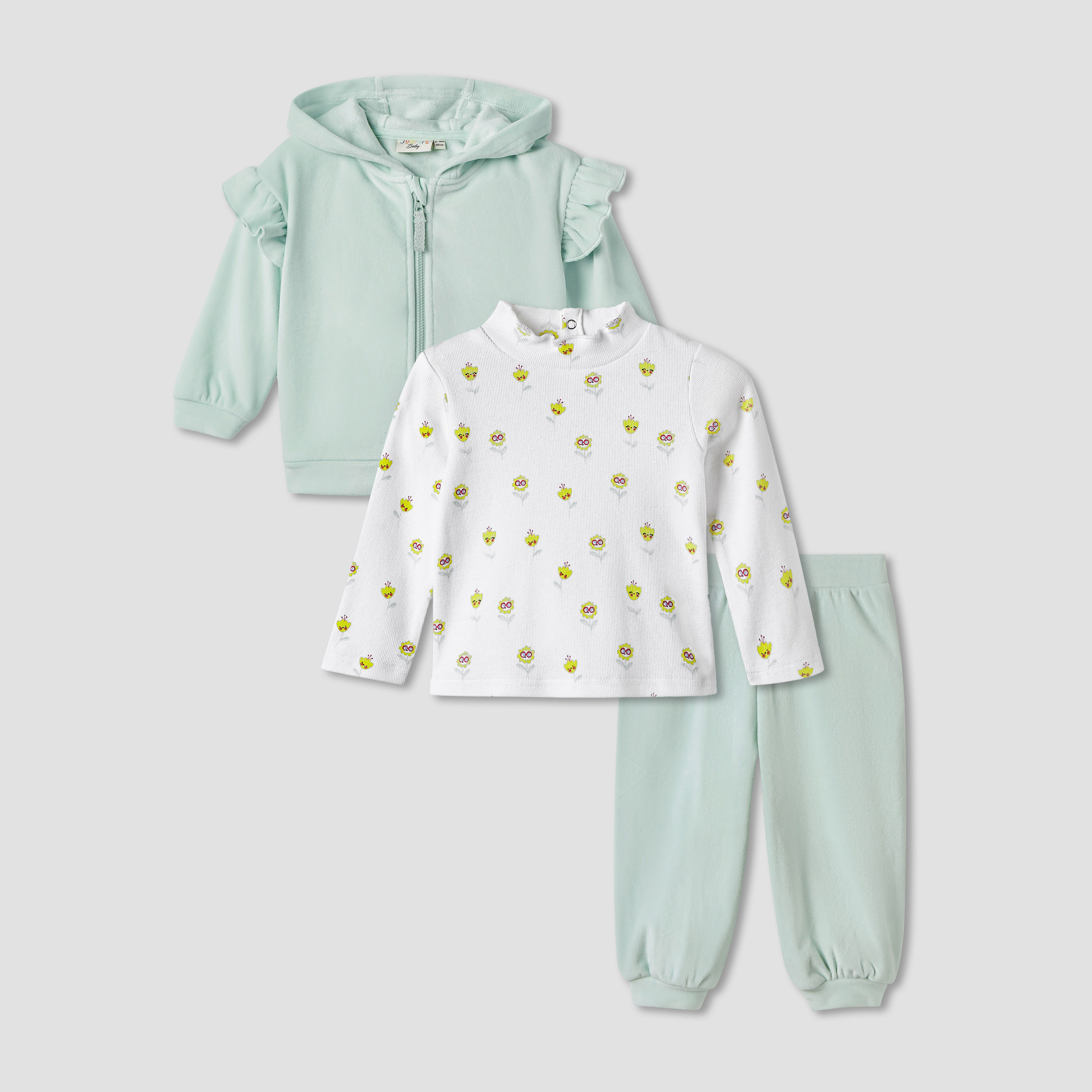 Juniors Floral Print T-shirt with Sweatshirt and Joggers Set-baby-girls-clothing-setsandcoords-image-2