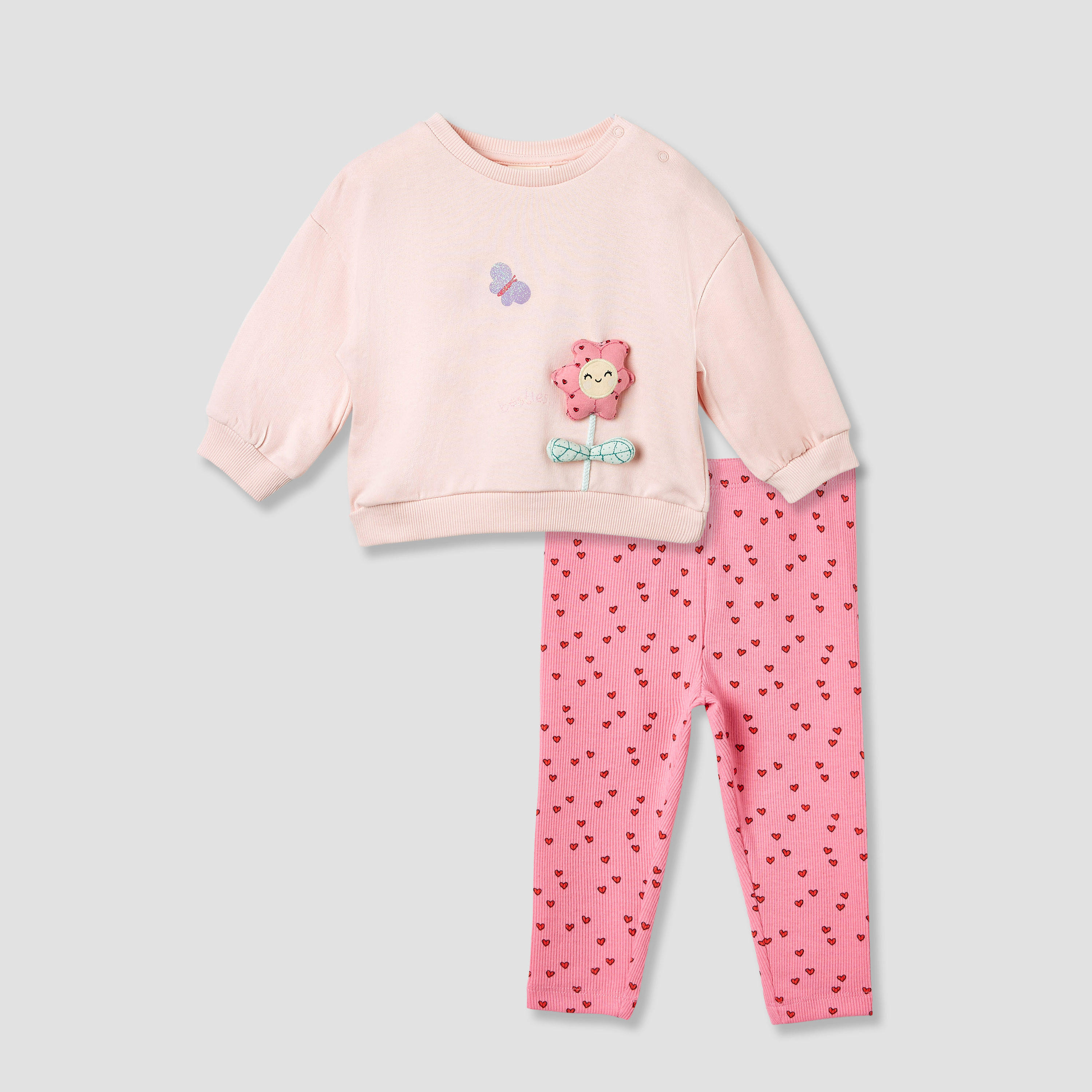Juniors Flower Applique Sweatshirt and Leggings Set-baby-girls-clothing-setsandcoords-image-2