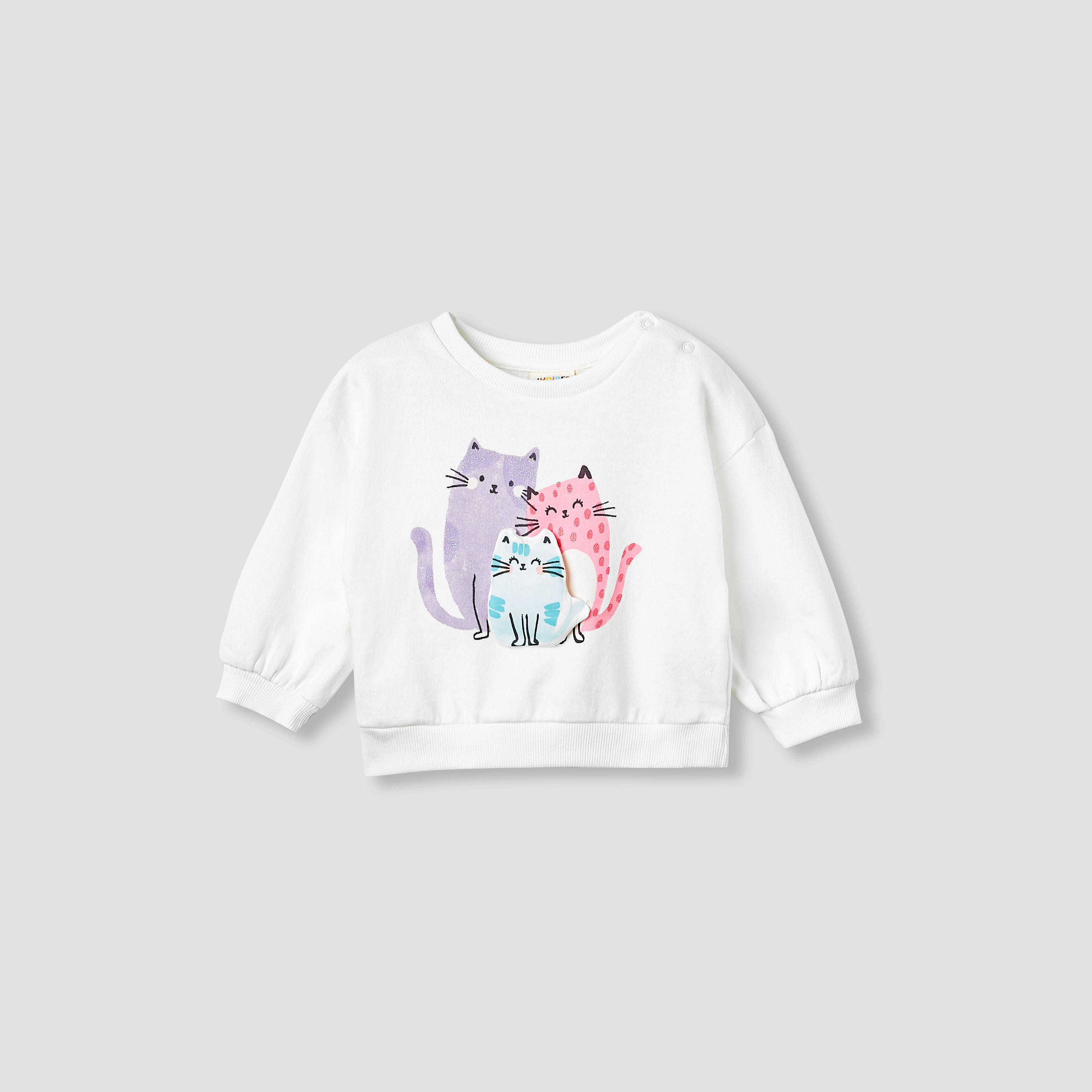 طقم سويت شيرت بزينة قطة وبنطلون ليقنز من جونيورز-baby-girls-clothing-setsandcoords-image-3