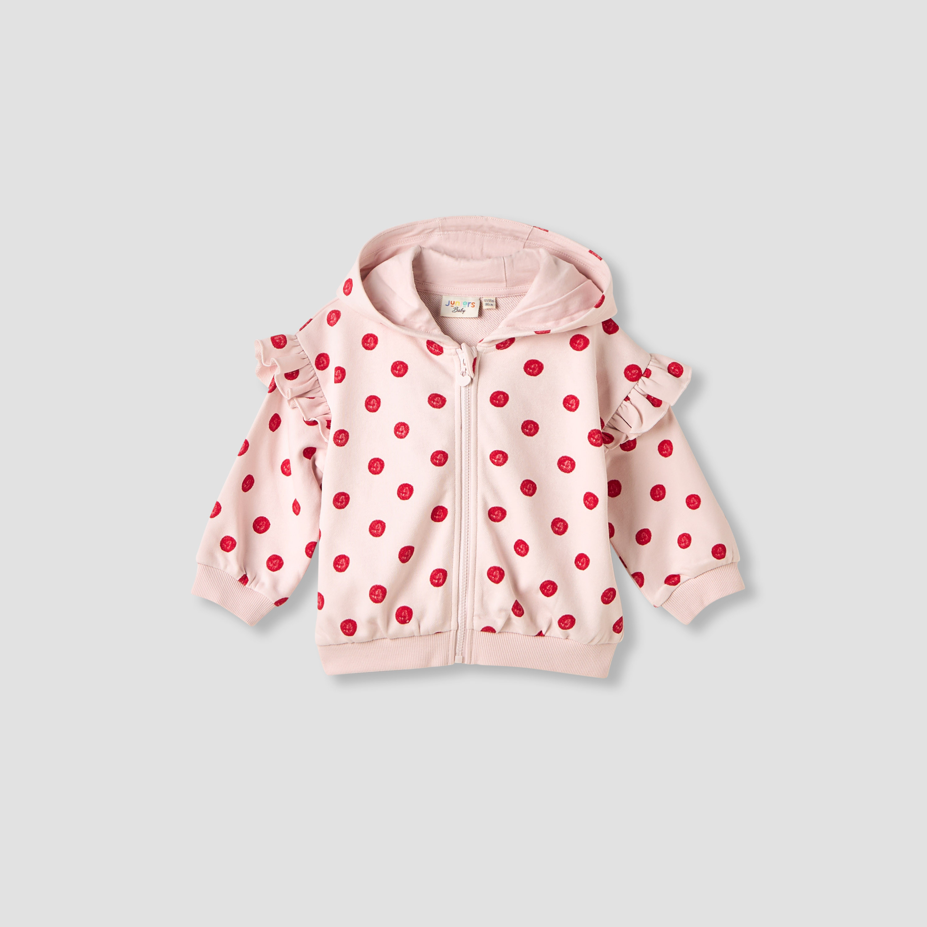 Juniors Polka Dot Print Zip Through Hoodie and Joggers Set-baby-girls-clothing-setsandcoords-image-3