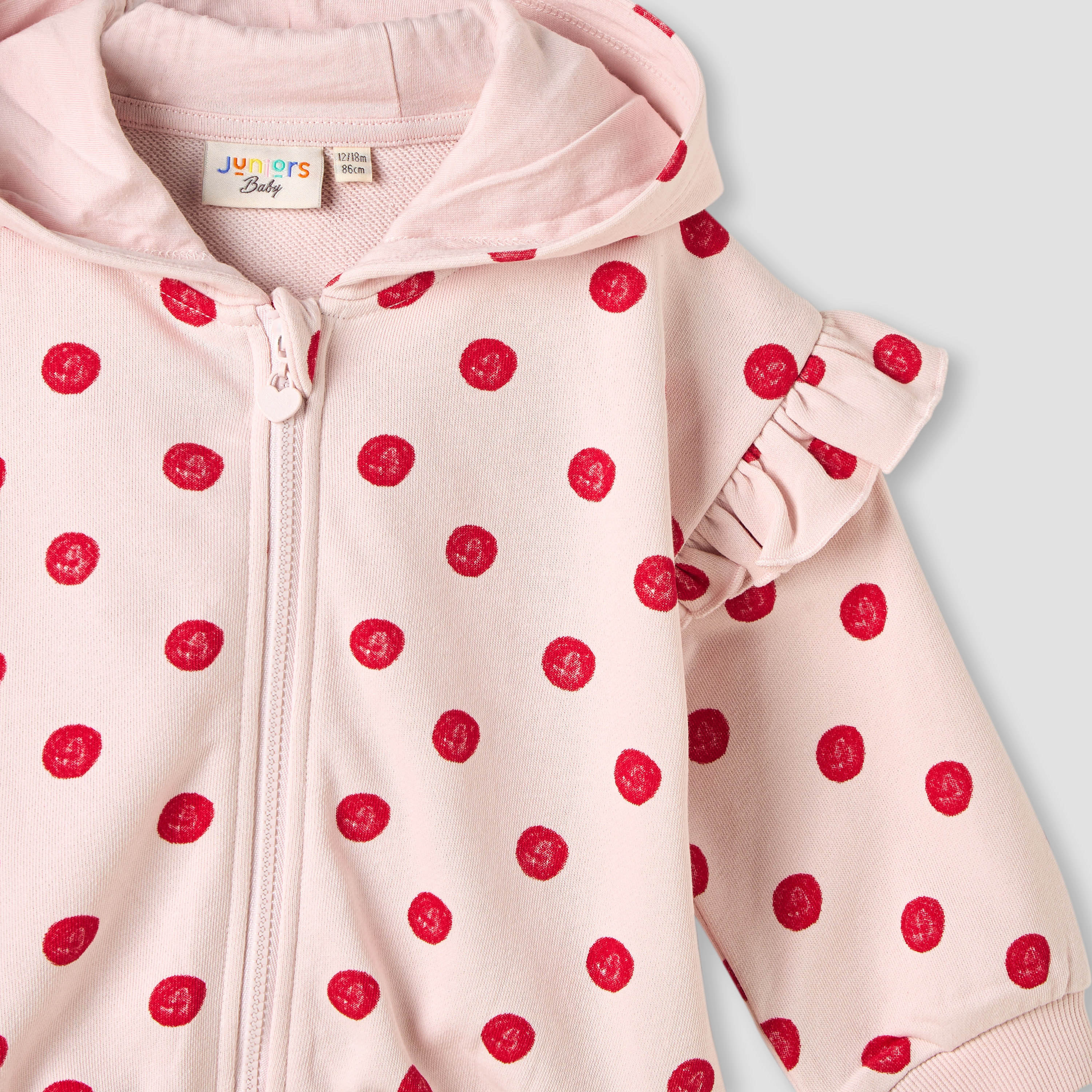 Juniors Polka Dot Print Zip Through Hoodie and Joggers Set-baby-girls-clothing-setsandcoords-image-5