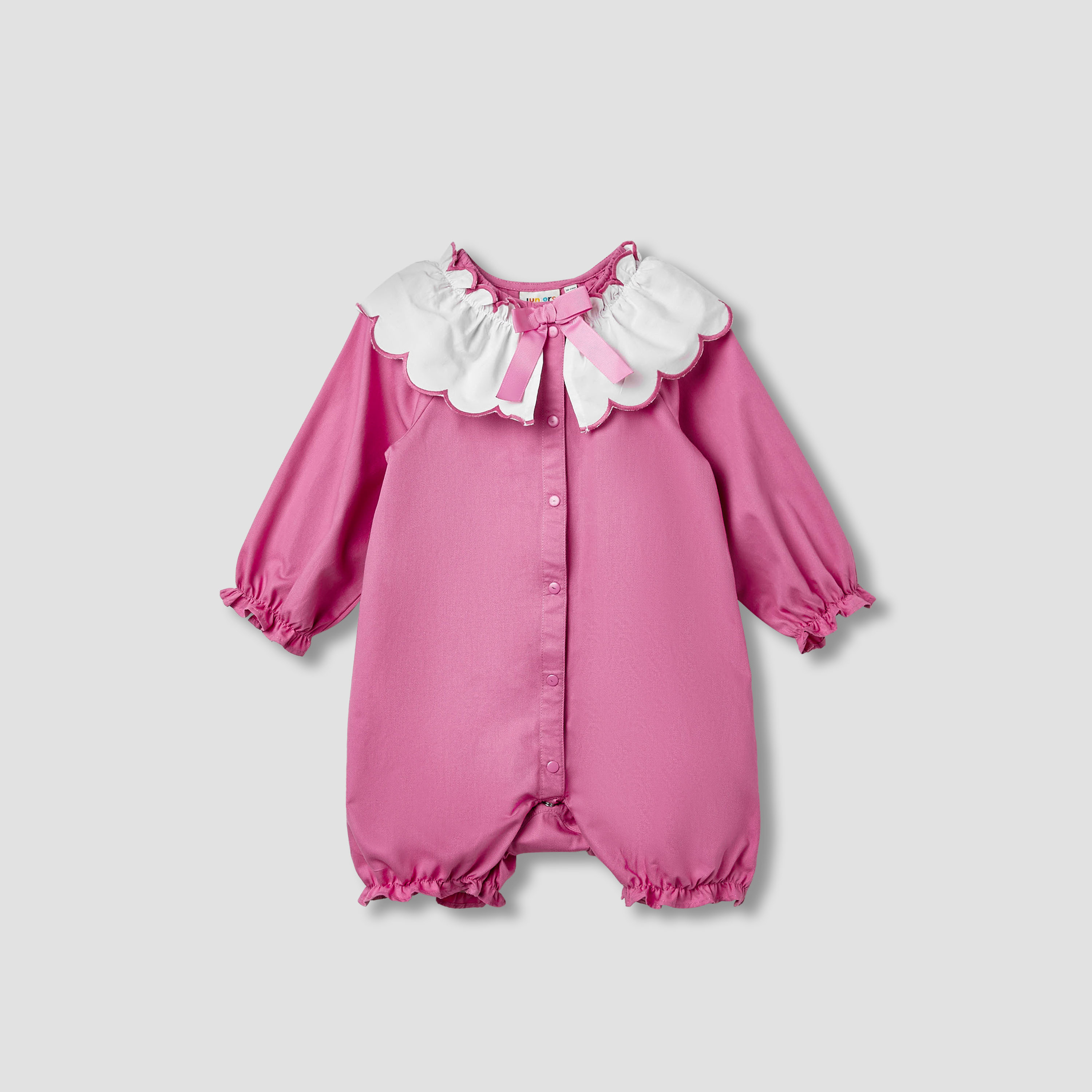 Juniors Solid Romper with Sailor Collar and Bow Accent-baby-girls-clothing-rompers-image-1