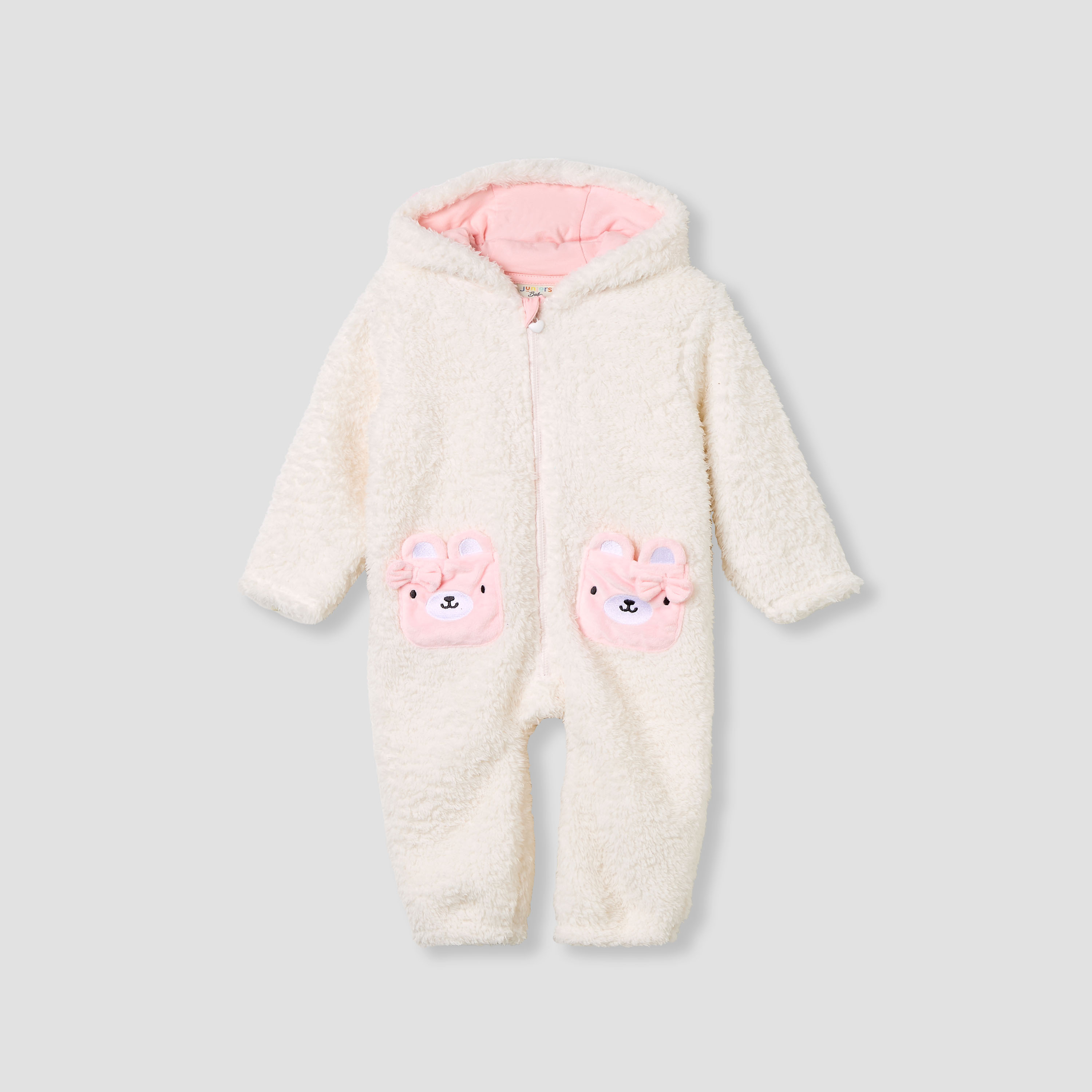 Juniors Fleece Coverall with Hood and Zip Closure-baby-girls-clothing-rompers-image-1