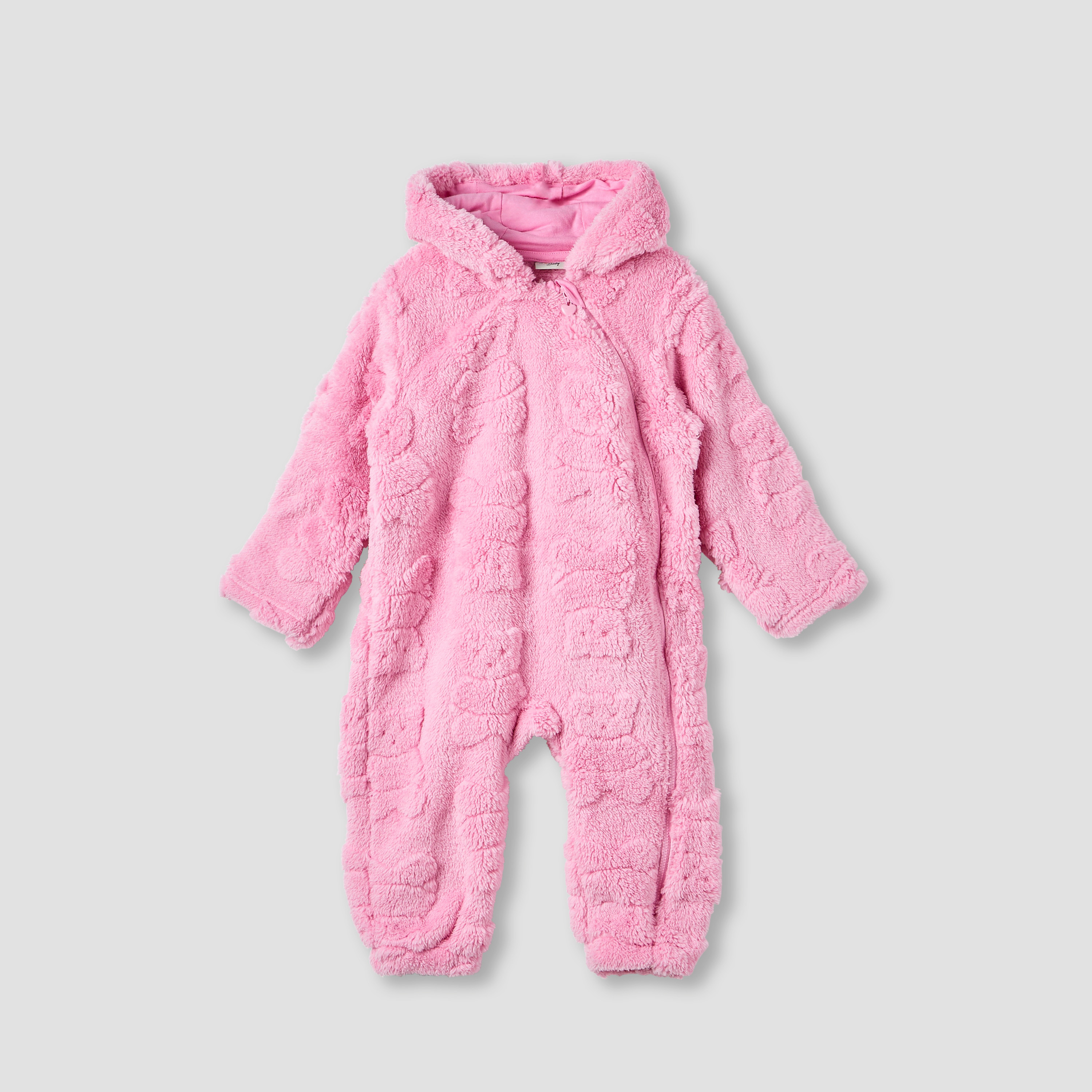 Juniors Textured Hooded Romper with Long Sleeves-baby-girls-clothing-rompers-image-1