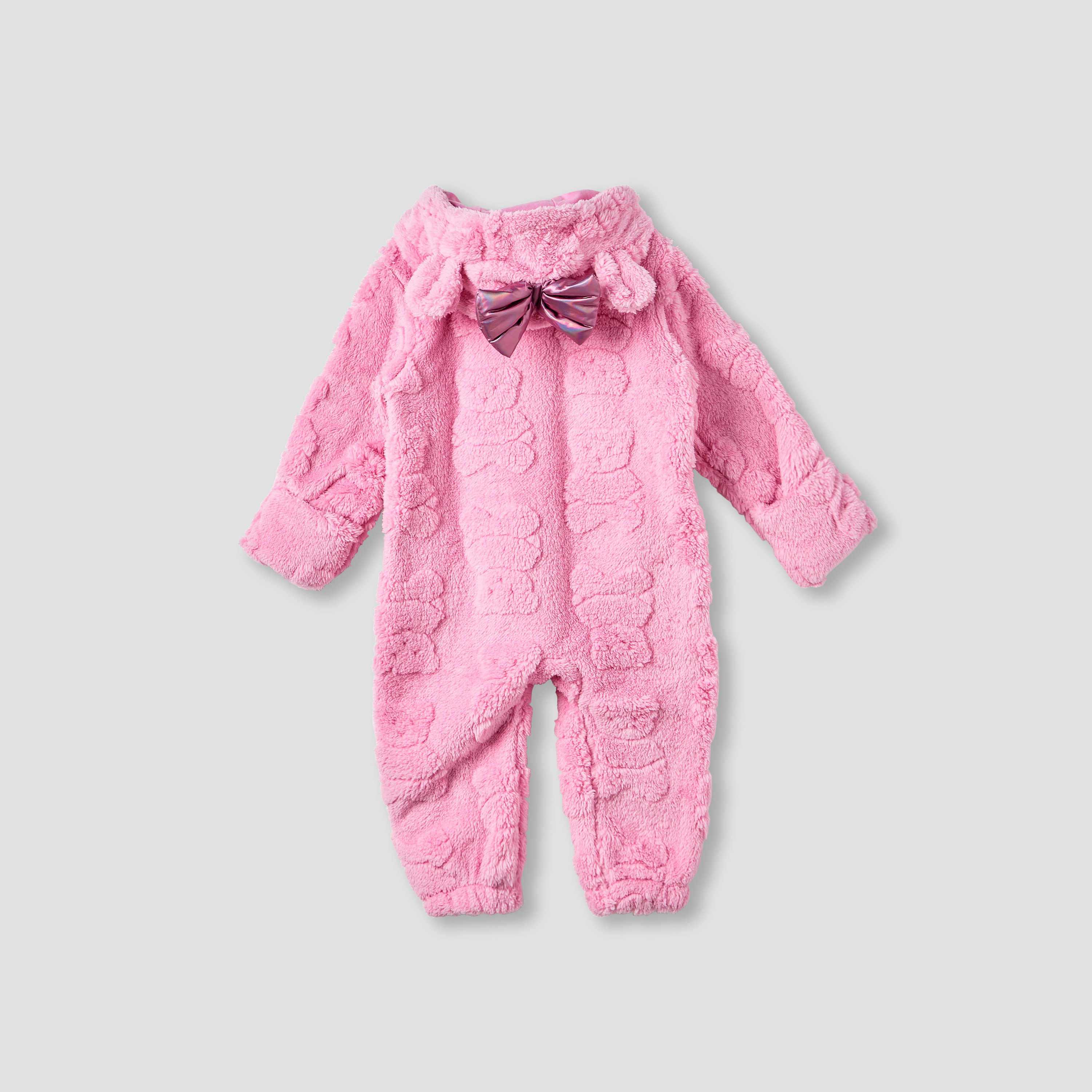 Juniors Textured Hooded Romper with Long Sleeves-baby-girls-clothing-rompers-image-2