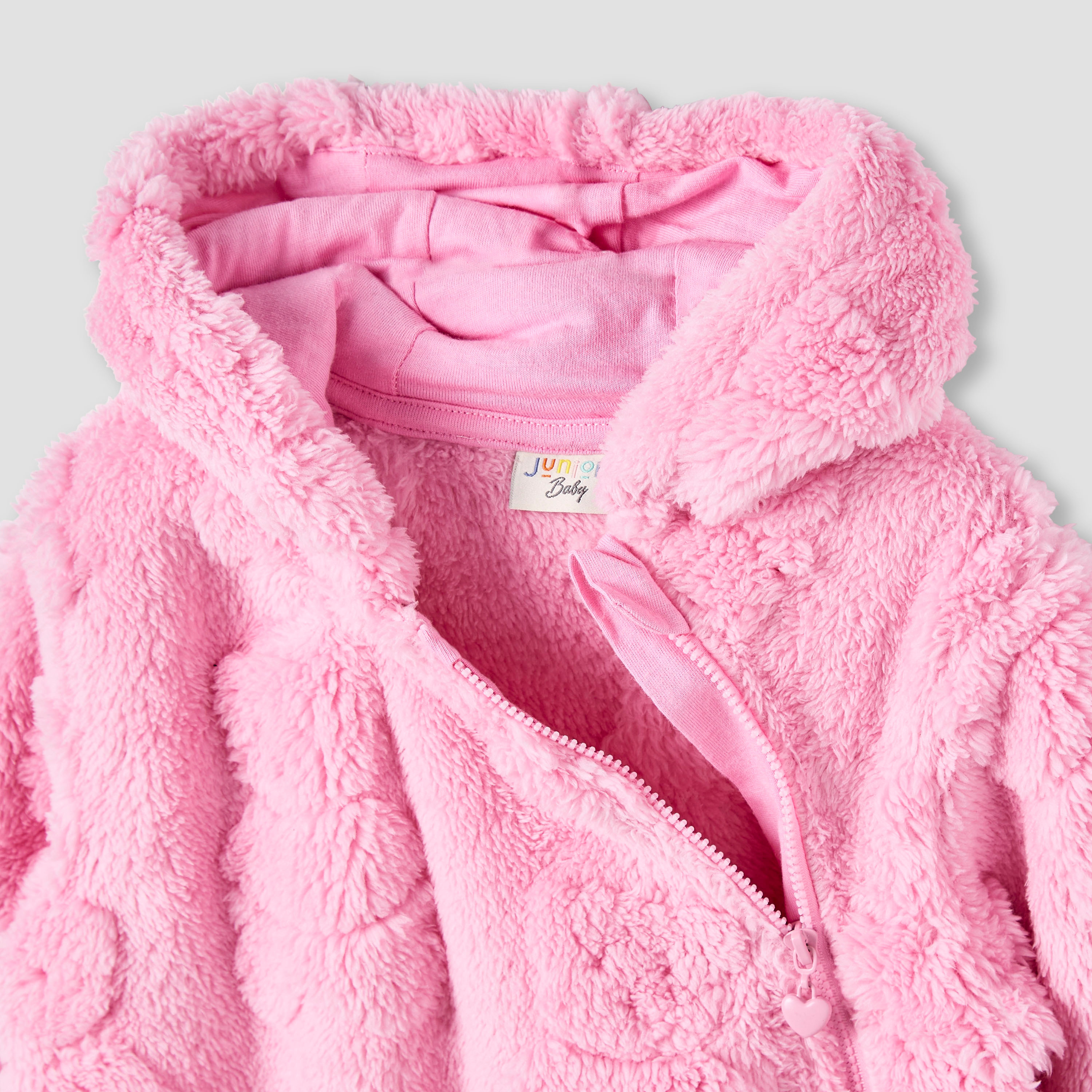 Juniors Textured Hooded Romper with Long Sleeves-baby-girls-clothing-rompers-image-3