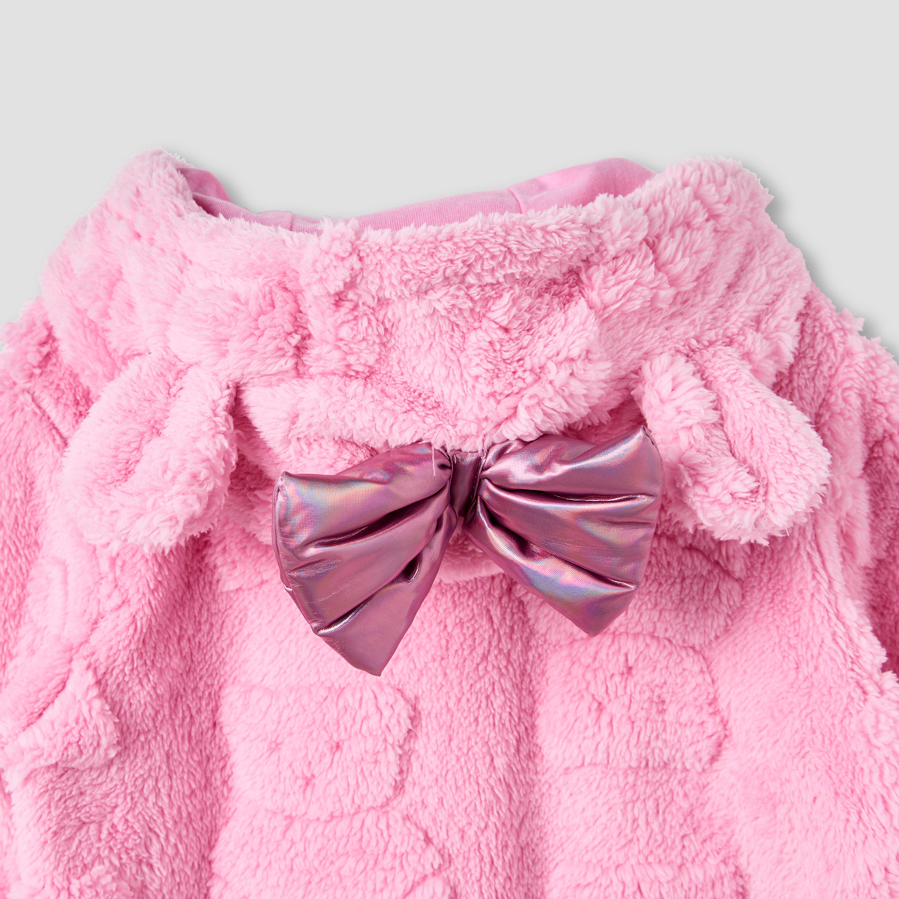 Juniors Textured Hooded Romper with Long Sleeves-baby-girls-clothing-rompers-image-5