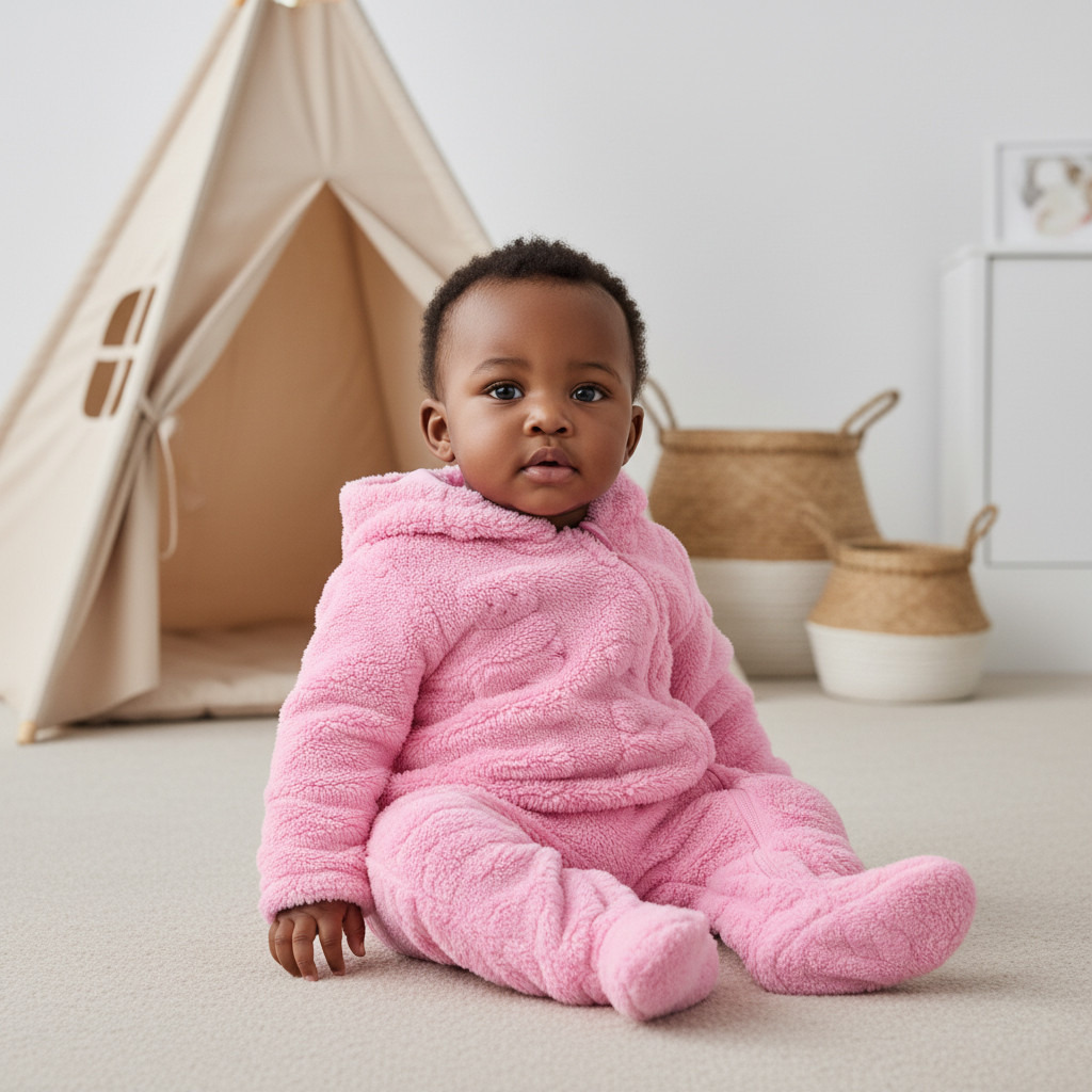 Juniors Textured Hooded Romper with Long Sleeves-baby-girls-clothing-rompers-image-6