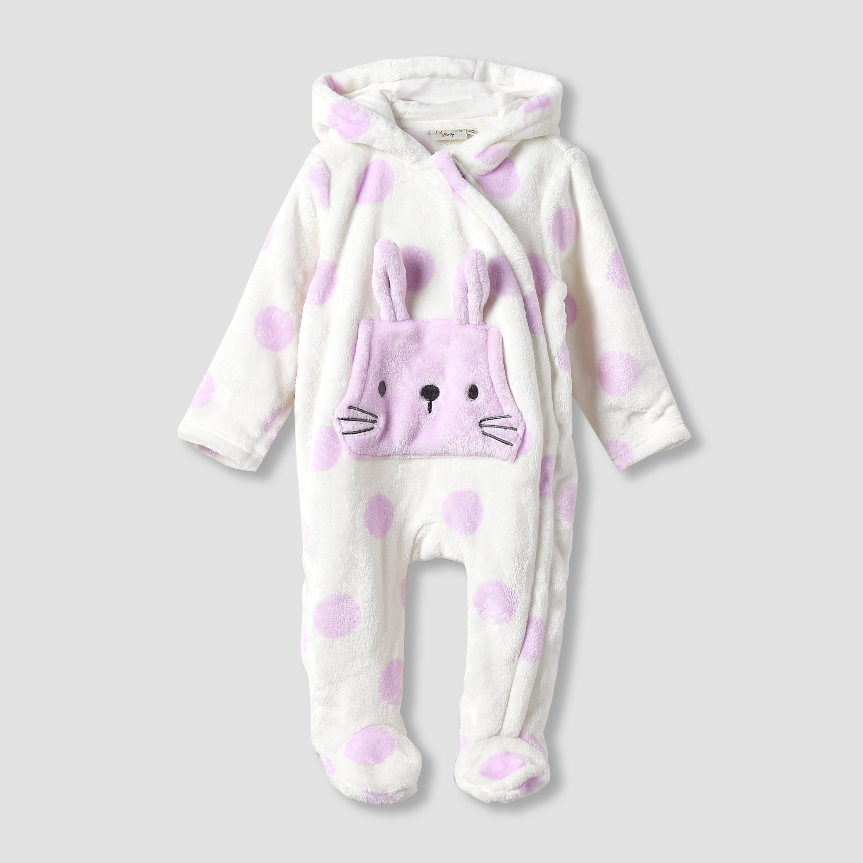 Juniors Hooded Sleepsuit with Print - Polyester - Long Sleeves-baby-girls-clothing-winterwear-rompers-image-1