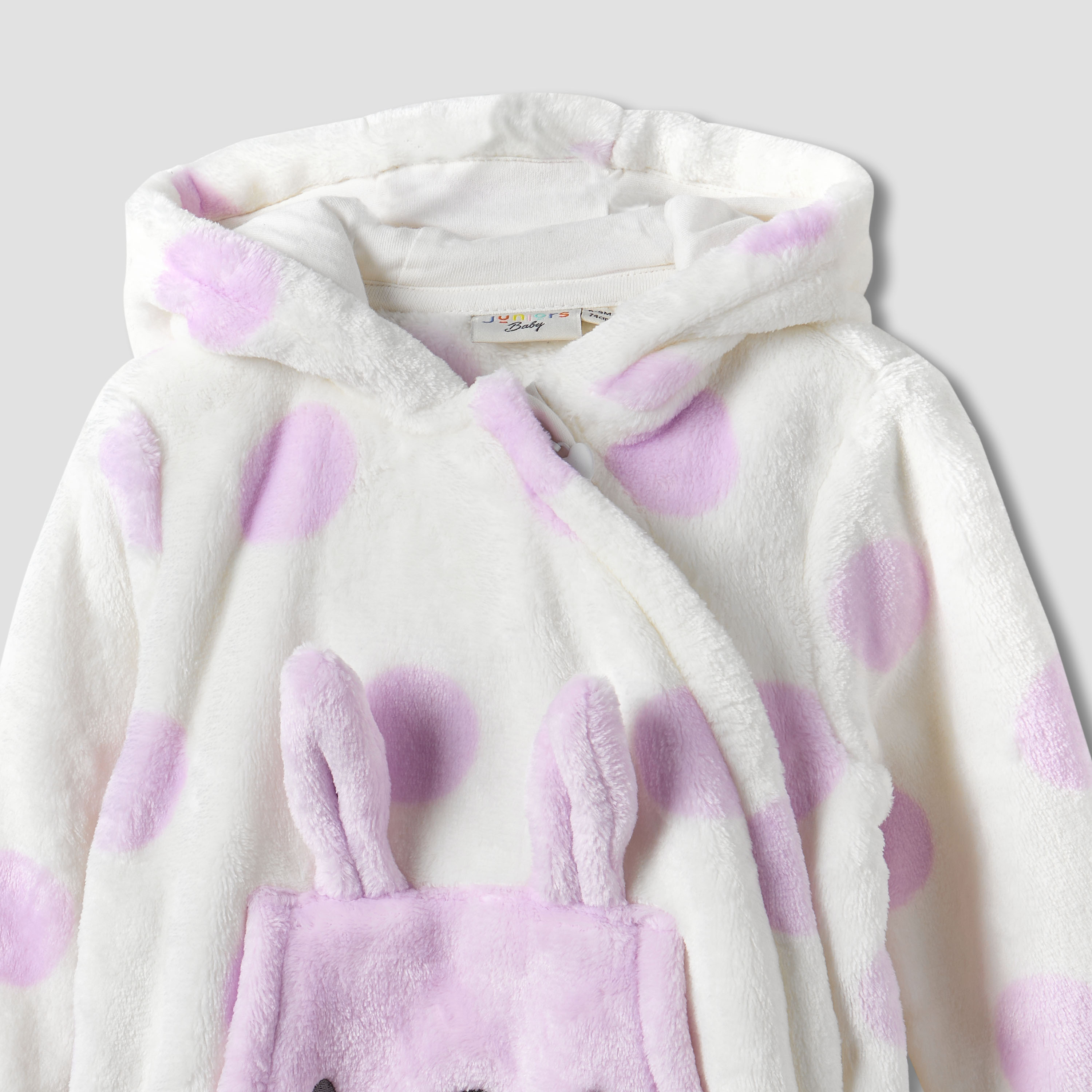 Juniors Hooded Sleepsuit with Print - Polyester - Long Sleeves-baby-girls-clothing-winterwear-rompers-image-2
