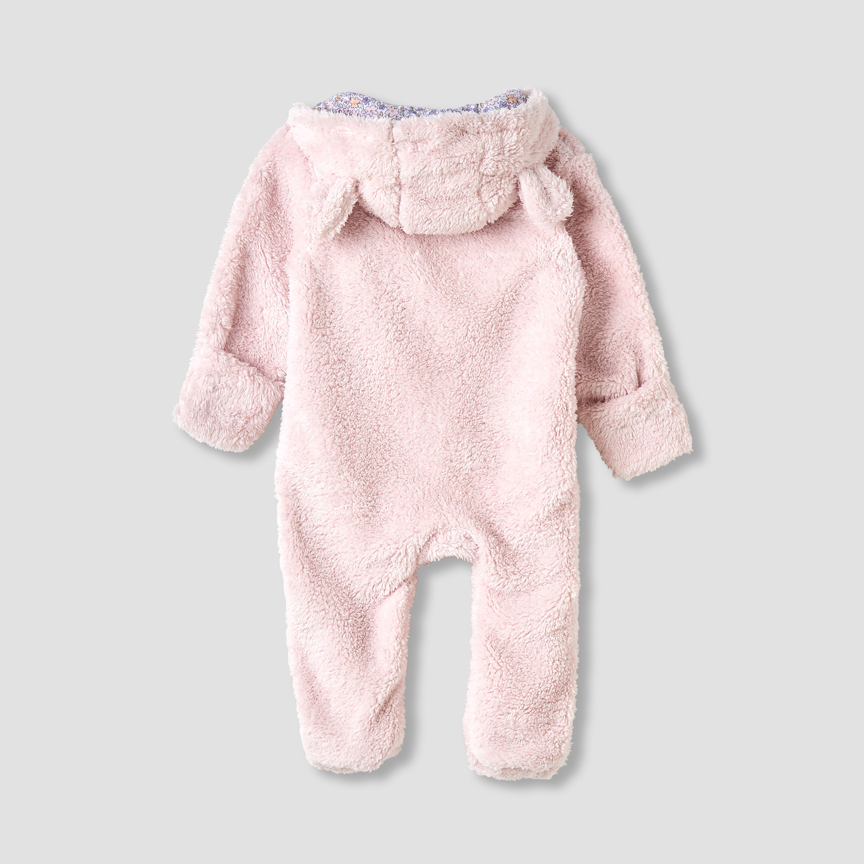 Juniors Hooded Closed Feet Romper with Fleece Texture - Long Sleeves-baby-girls-clothing-rompers-image-3