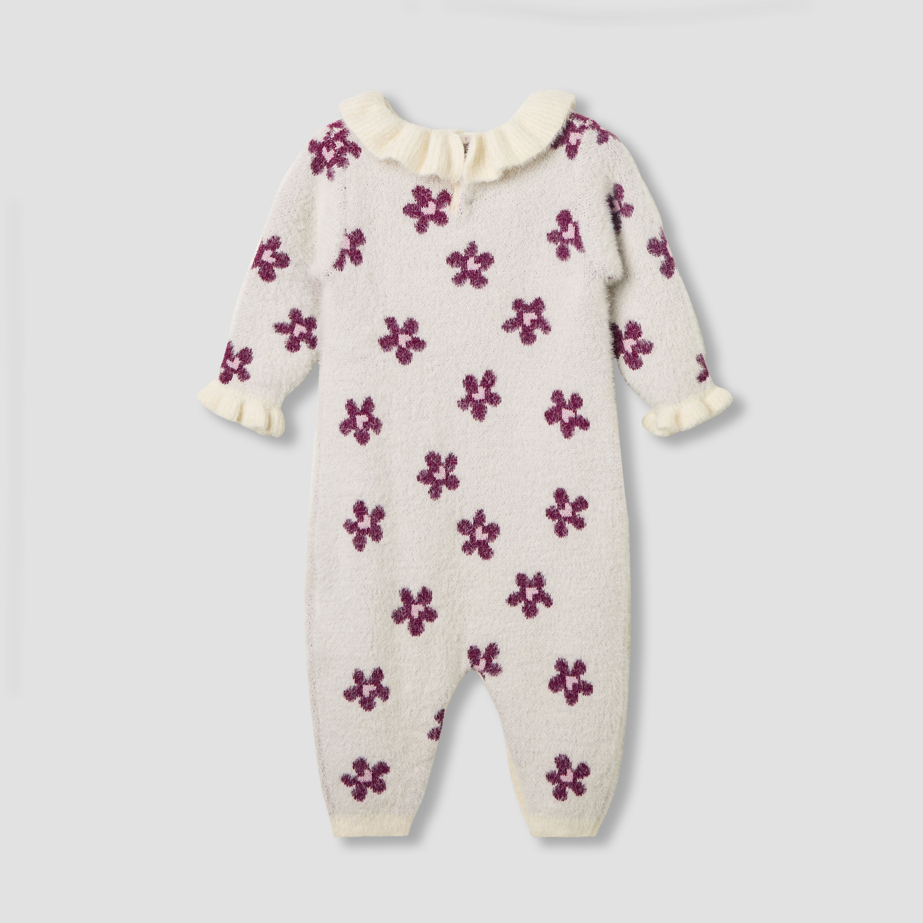 أفرول بياقة مستديرة وأزرار إغلاق كباسة - بوليستر - بأكمام طويلة للبنات من جونيورز-baby-girls-clothing-rompers-image-4