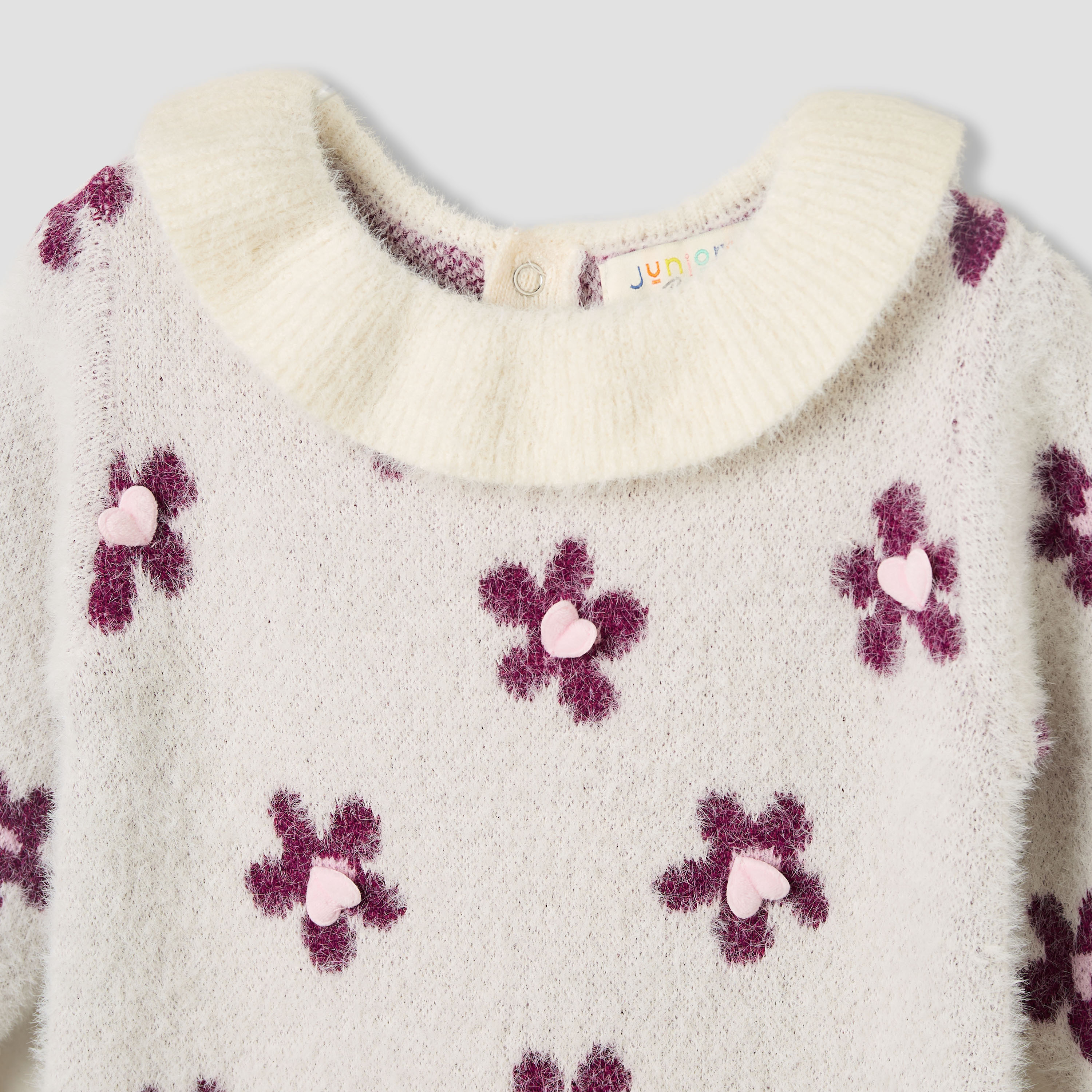 أفرول بياقة مستديرة وأزرار إغلاق كباسة - بوليستر - بأكمام طويلة للبنات من جونيورز-baby-girls-clothing-rompers-image-3