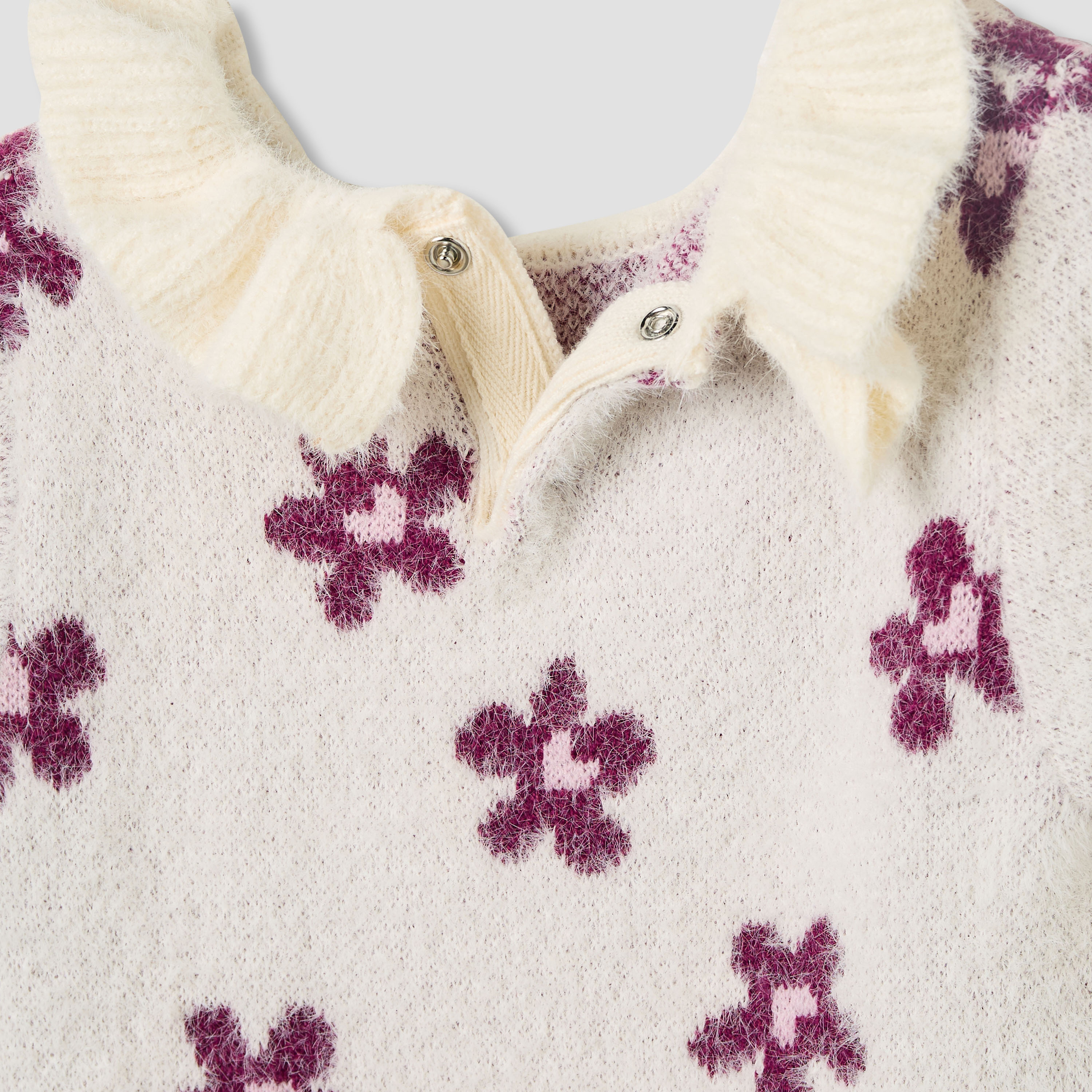 أفرول بياقة مستديرة وأزرار إغلاق كباسة - بوليستر - بأكمام طويلة للبنات من جونيورز-baby-girls-clothing-rompers-image-1